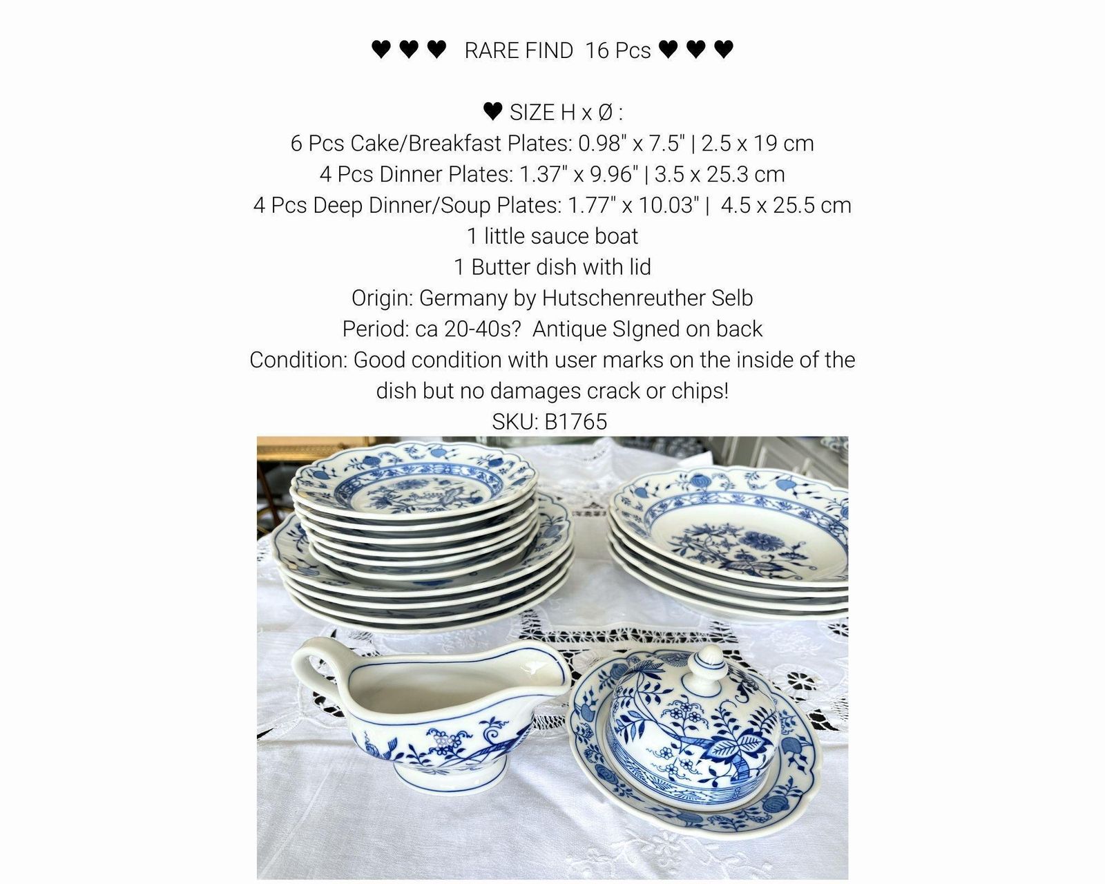 photo furniture Blue Onion Antique Plates | 16pcs | Porcelain By Hutschenreuther