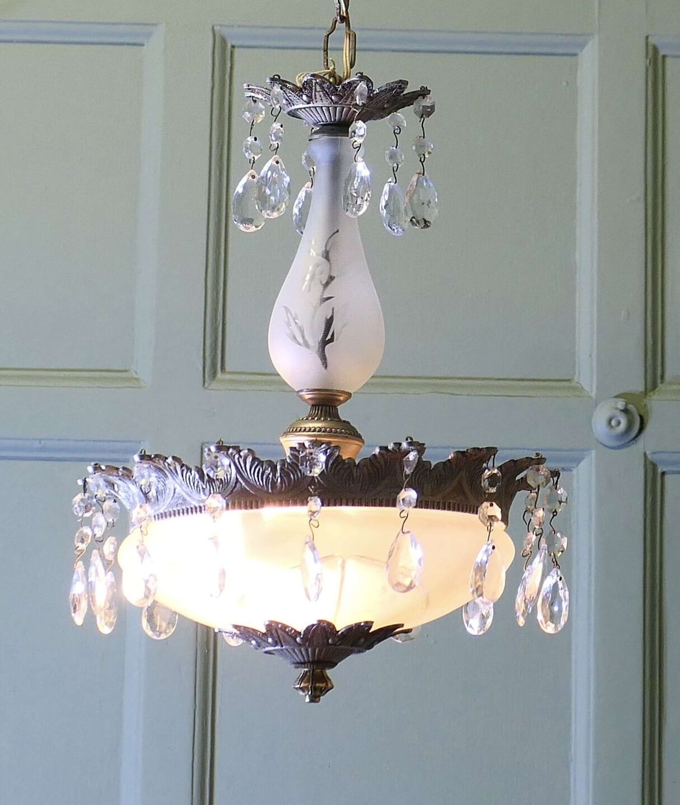 Magnificent Crystal Arts And Crafts Bowl Chandelier photo 840.0
