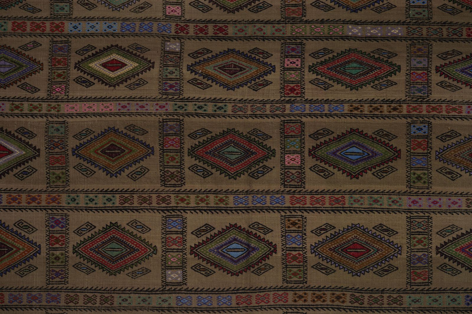 1960s Turkish Wool Jajim Kilim Rug 5'7'' X 7'7' photo for sale