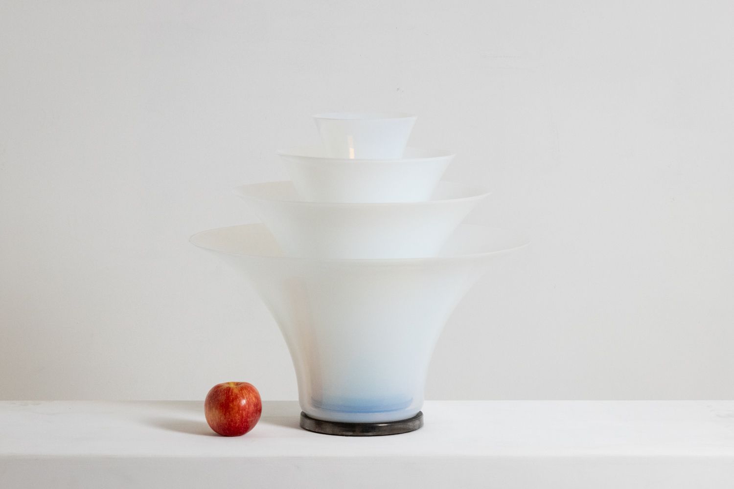 “Petal” Lamp In White And Bluish Opalescent Glass. 21st Century. photo for sale