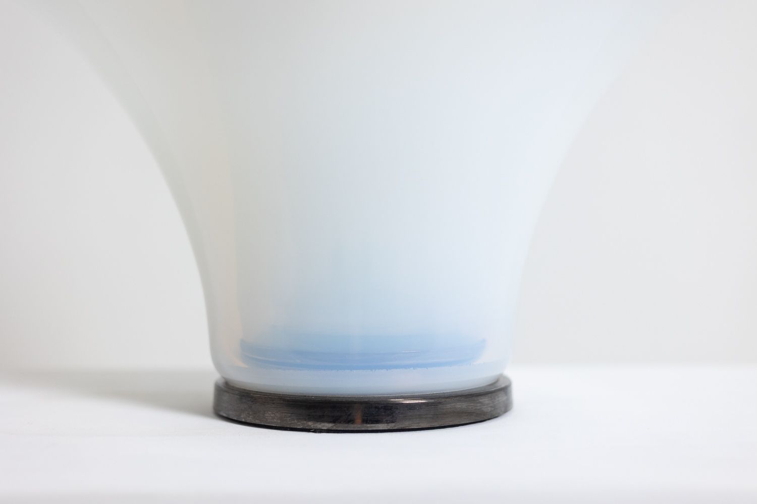 photo for sale “Petal” Lamp In White And Bluish Opalescent Glass. 21st Century.