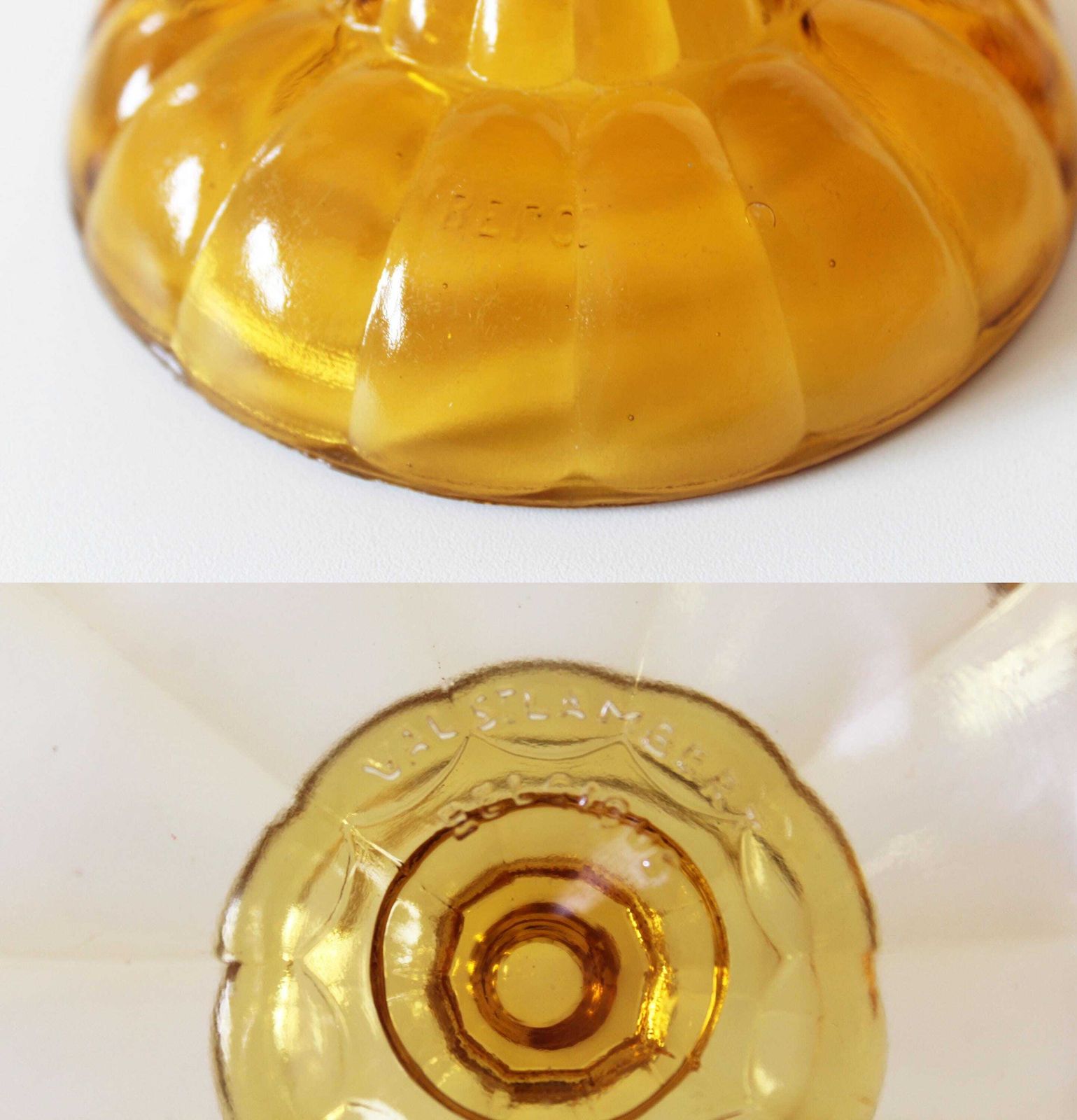 photo furniture Set Van 3 Art Deco Amber Kristal  En Glaswerk Voor De Kaptafel, Val Saint Lambert Luxval Klein Schaaltje, Belgisch Schaaltje Met Deksel, Kristallen Parfumfles