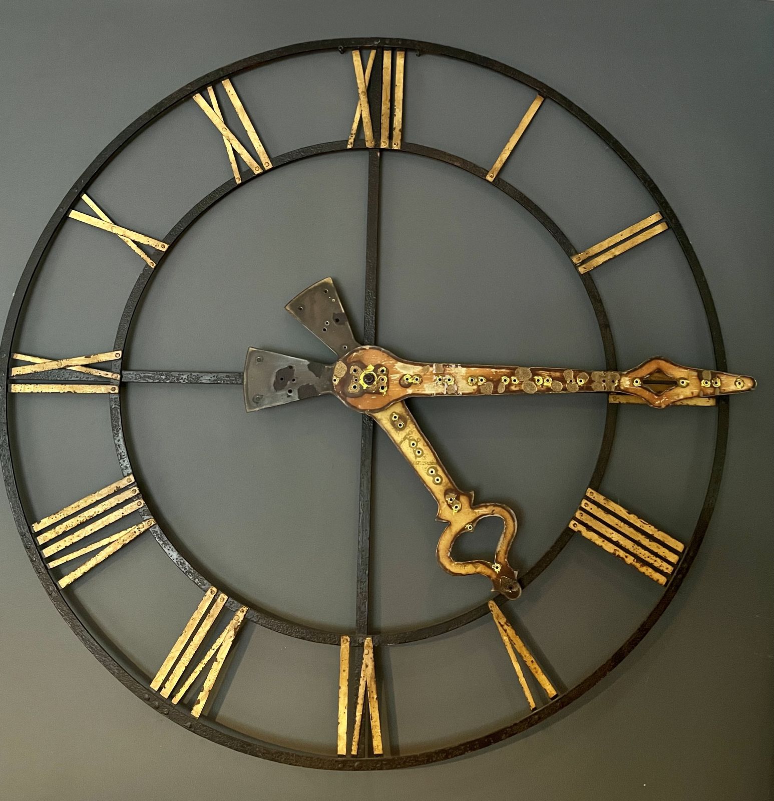 19th Century French Tower Clock Face Frame Extra Large Original Antique Gorgeous Patina