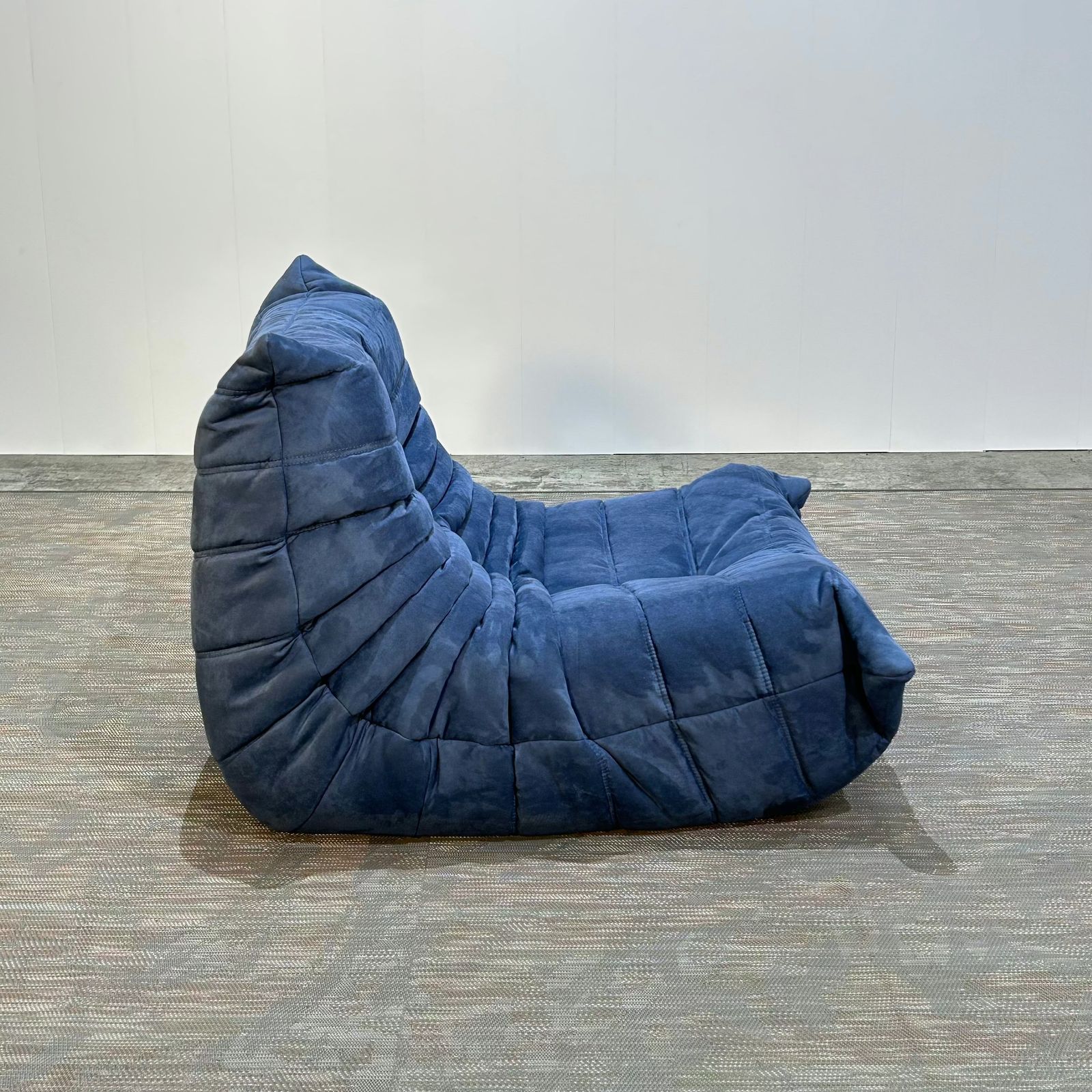 photo for sale Ligne Roset Blue Togo Armchair And Footstool By Michel Ducaroy, Set Of Two