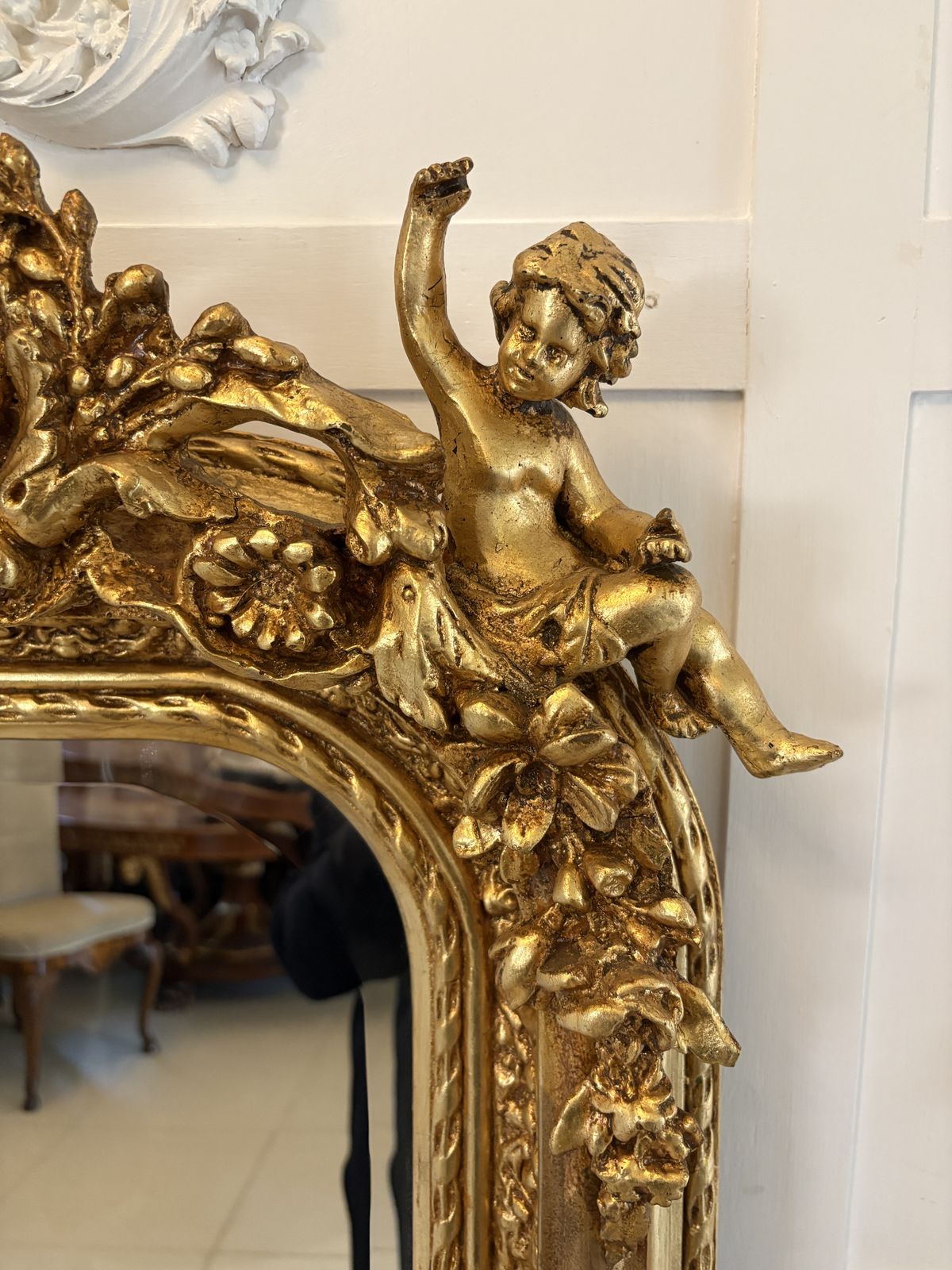 Outstanding Quality Antique Early 20th Century Carved Gilded Frame Wall Mirror photo Home Decor