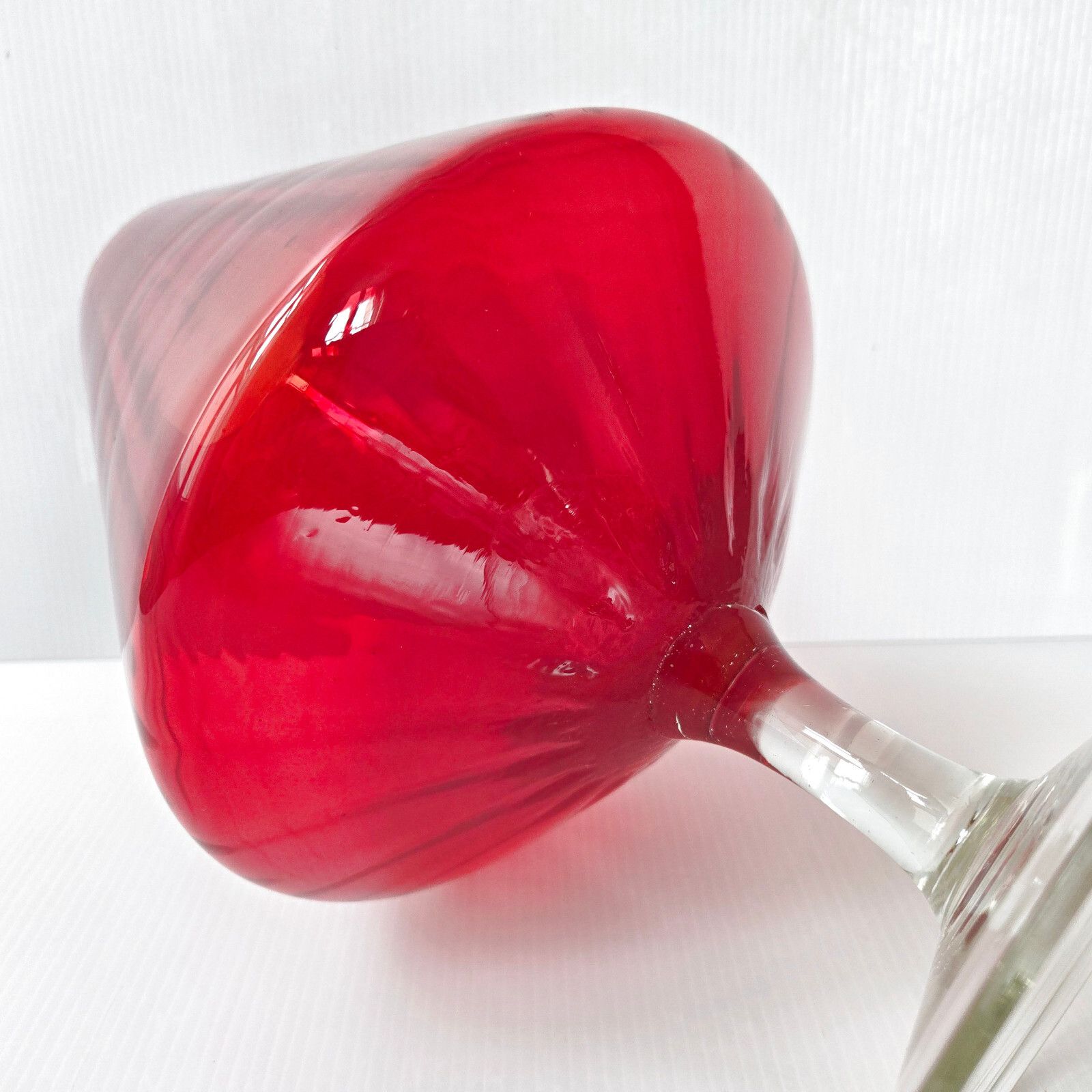 Vintage 1970s Italian Cup Vase Polished Glass 70s Retro 70s Red photo Home Decor