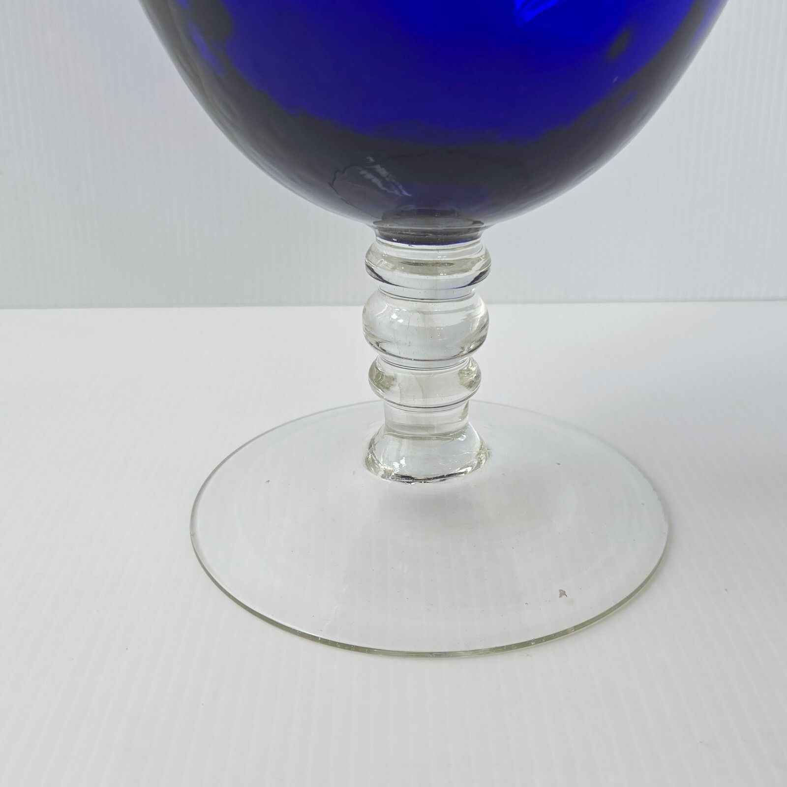 Vintage 1970s Italian Cup Vase Polished Glass 70s Retro 70s Cobalt Blue photo furniture