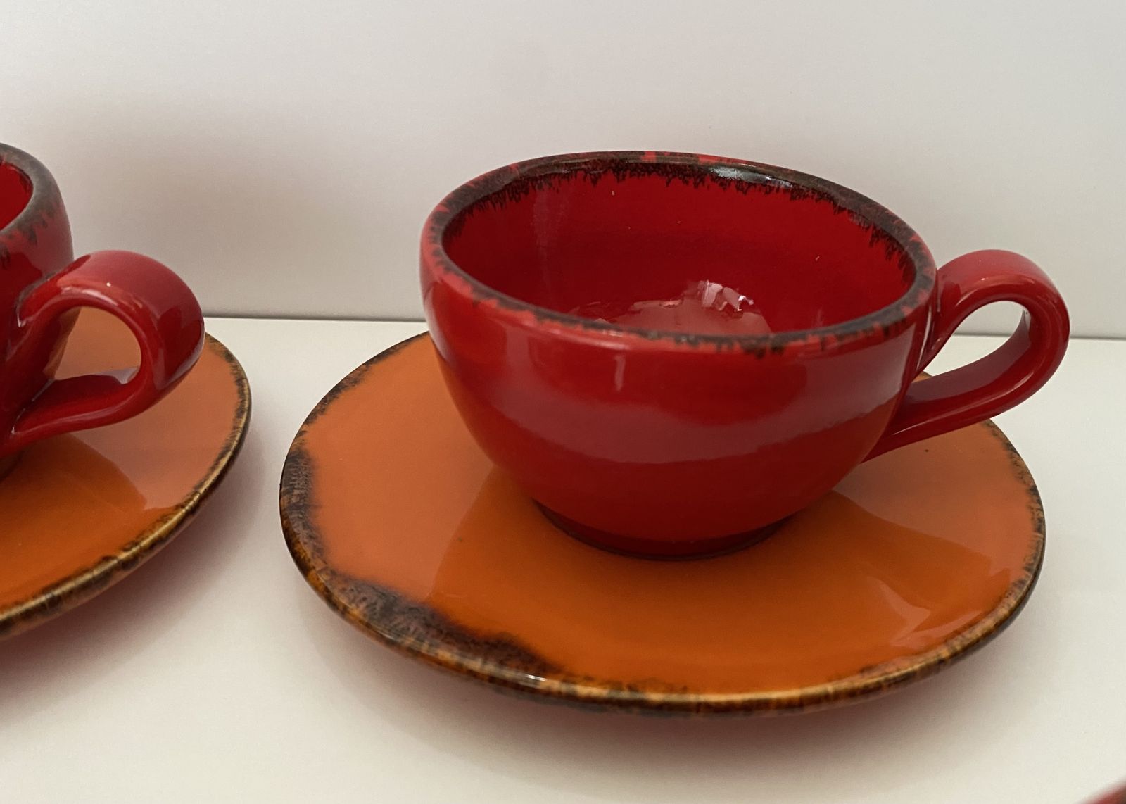 Tuscany, Artistic Pottery, Espresso Cup And Saucer Set (X4) photo for sale