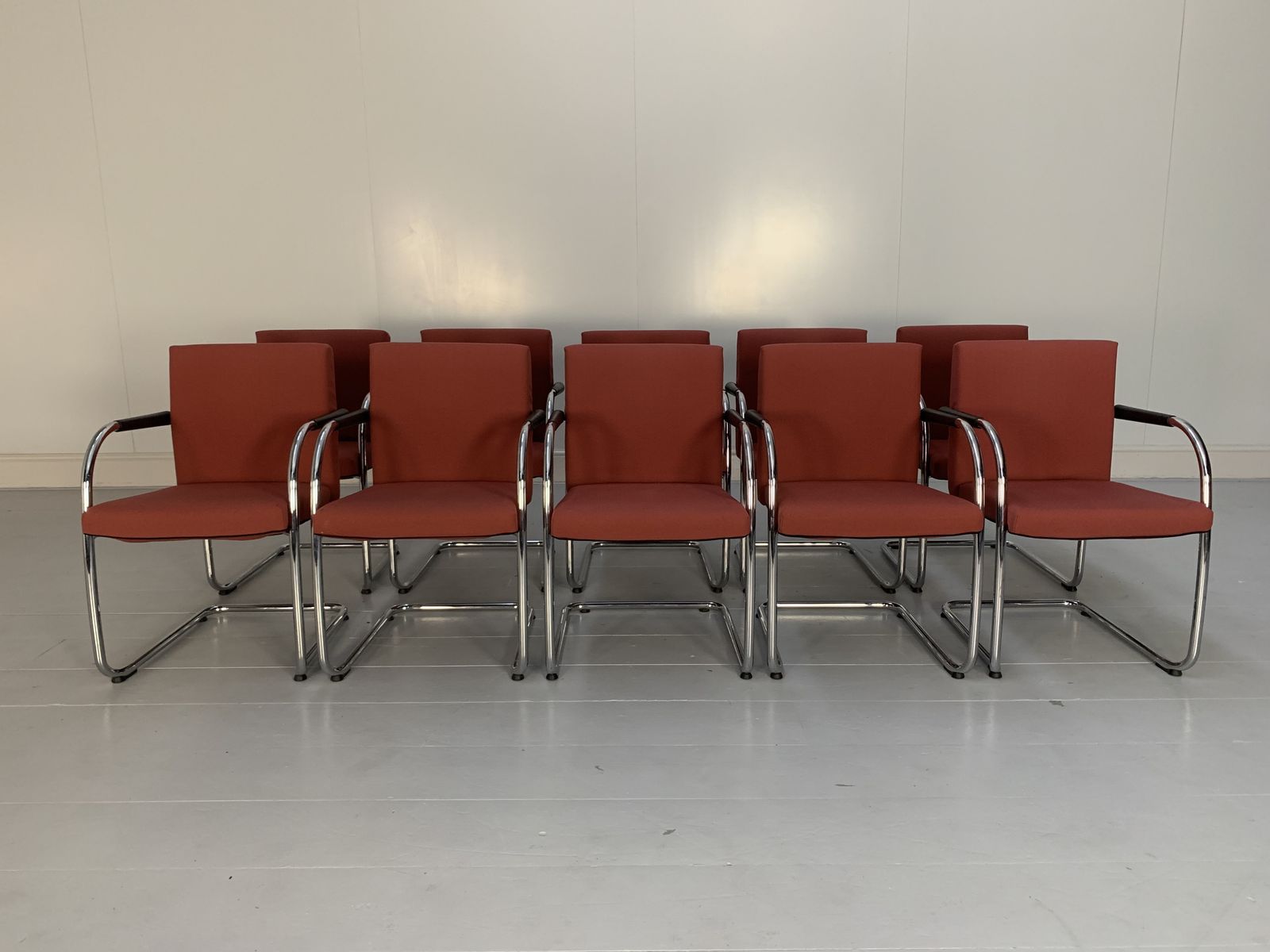 10 Vitra “Visasoft” Dining Meeting Chairs – In Dark Red Fabric photo furniture