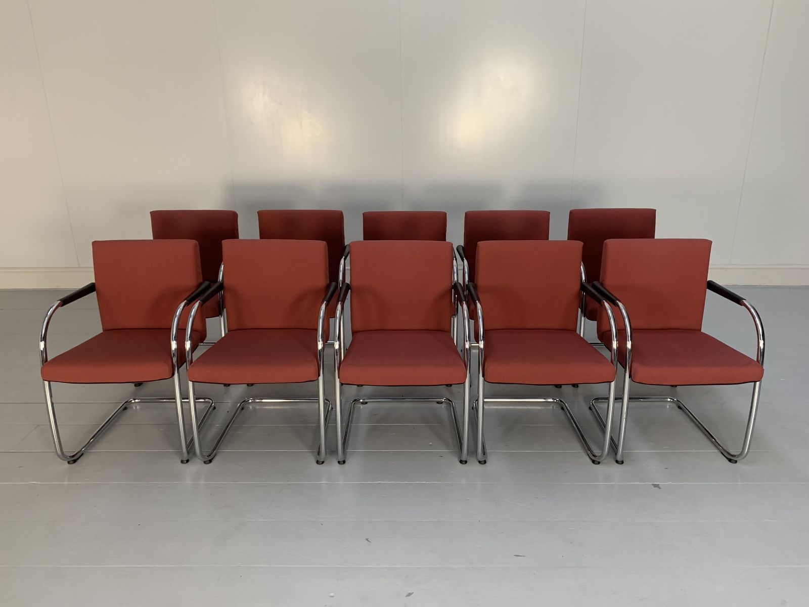 10 Vitra “Visasoft” Dining Meeting Chairs – In Dark Red Fabric photo Furniture