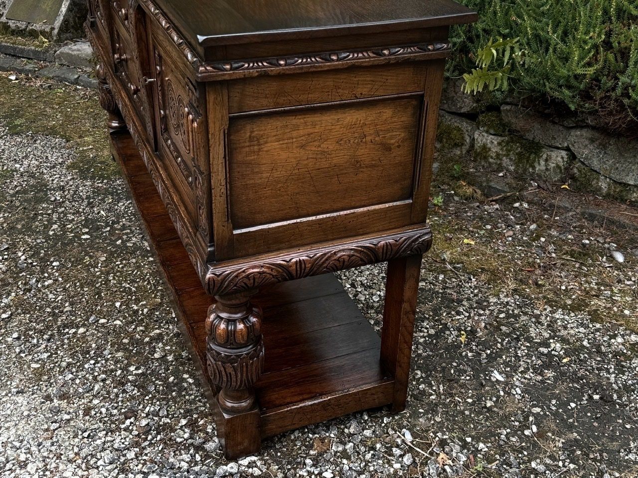 Furniture A Titchmarsh And Goodwin Jacobean Carved Oak Dresser Base / Sideboard / Hall Cabinet photo