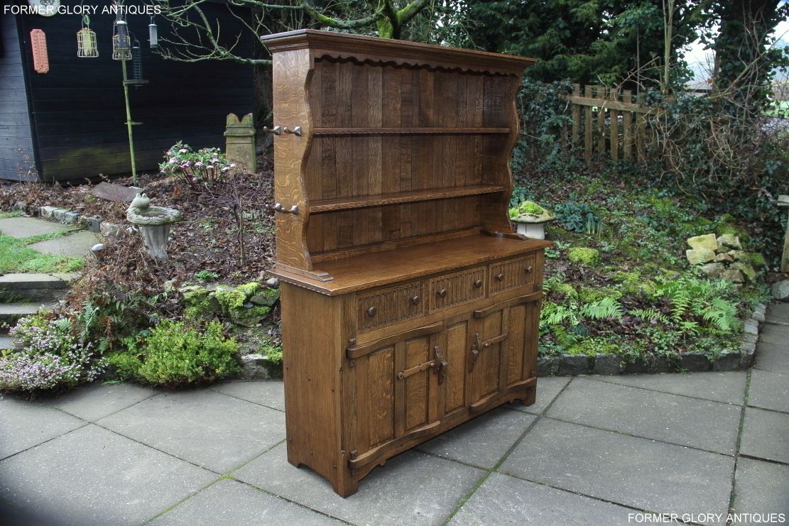 A Rupert / Nigel Griffiths Monastic Carved Oak Derbyshire Dresser / Sideboard photo for sale