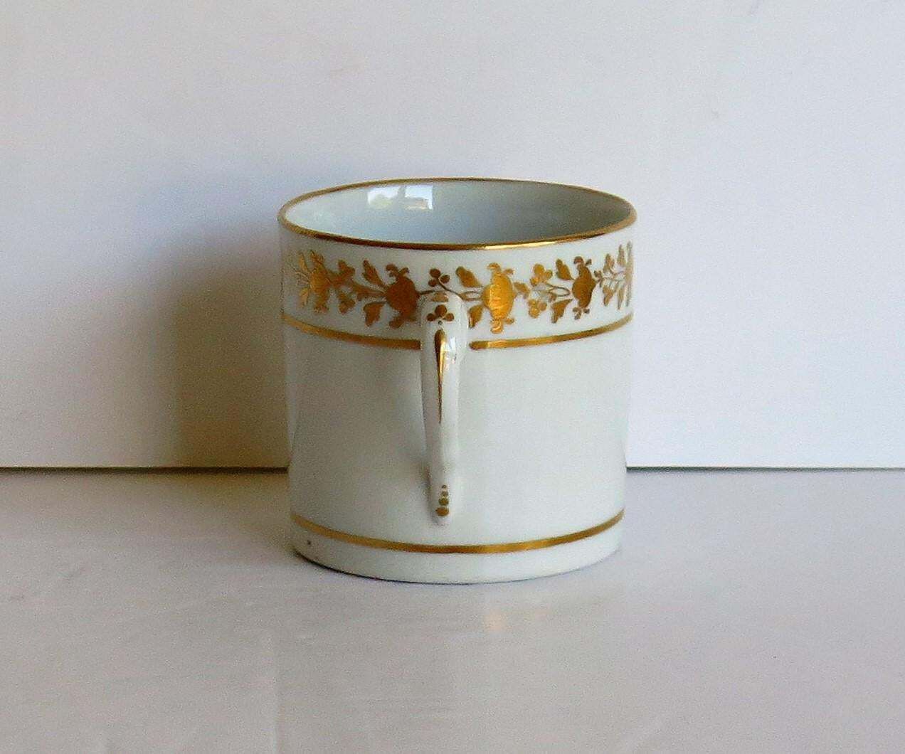 Georgian Coalport Porcelain Coffee Can Hand Gilded Pattern, English Circa 1807 photo Home Decor