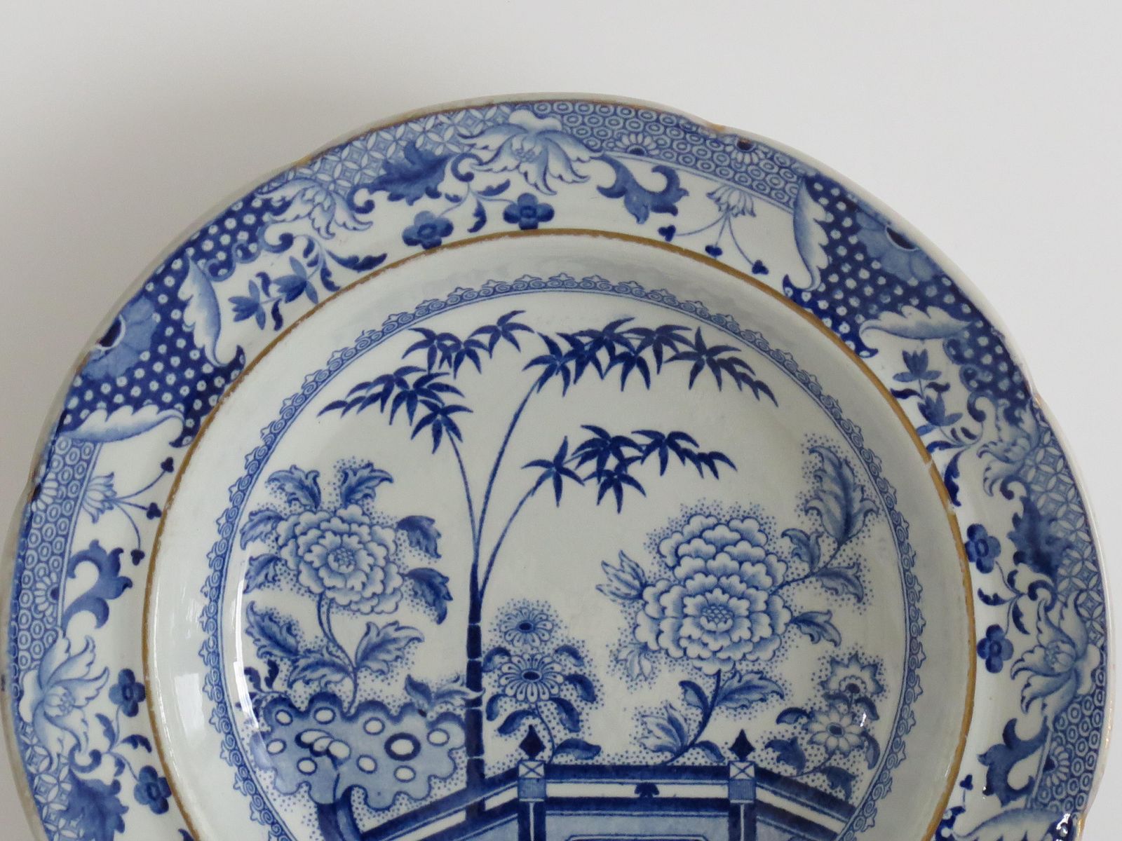 Georgian Davenport Ironstone Soup Plate Or Bowl Bamboo & Peony Ptn 15, Ca 1815 photo furniture
