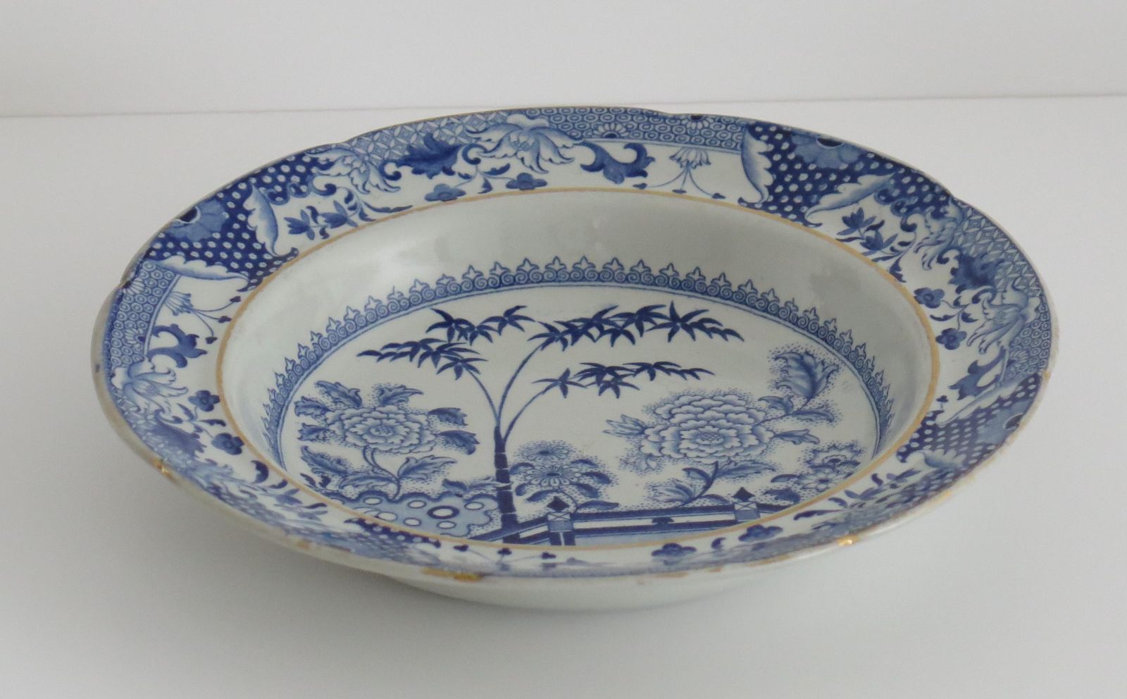 Georgian Davenport Ironstone Soup Plate Or Bowl Bamboo & Peony Ptn 15, Ca 1815 photo buy