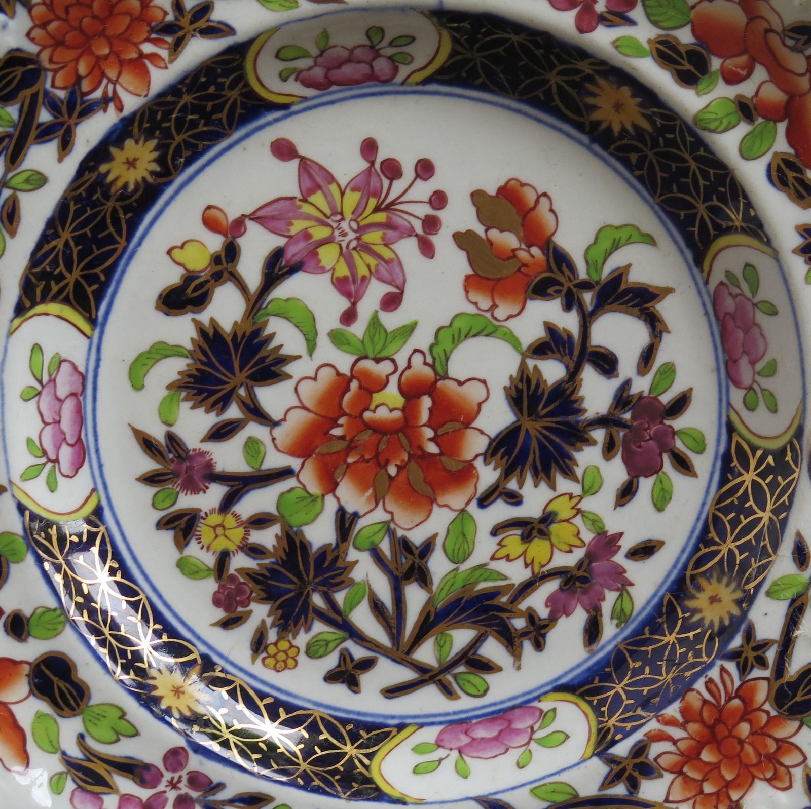 Georgian Masons Ironstone Side Plate In Heavily Floral Japan Ptn, Circa 1815 photo for sale