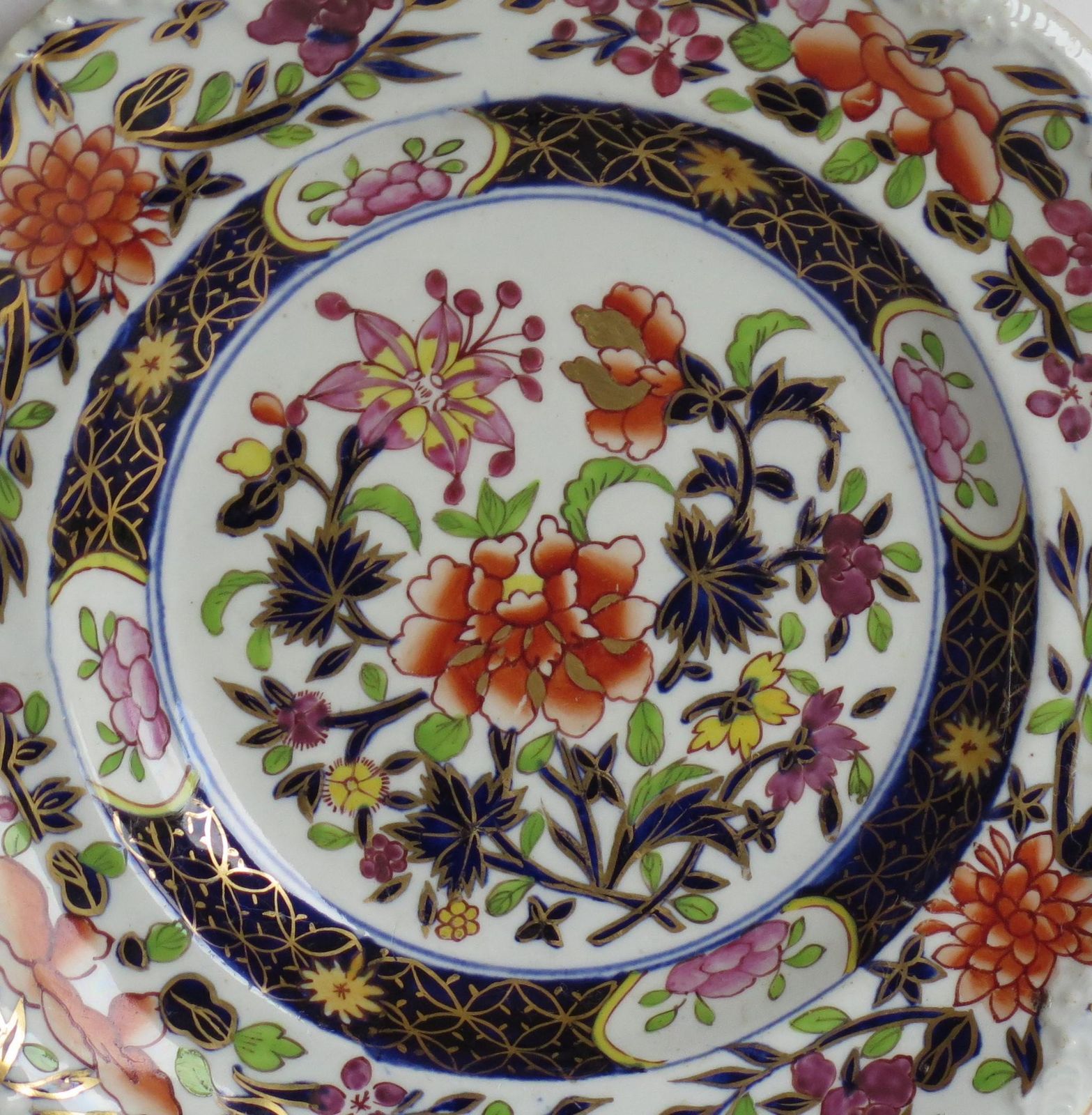 photo for sale Georgian Masons Ironstone Side Plate In Heavily Floral Japan Ptn, Circa 1815