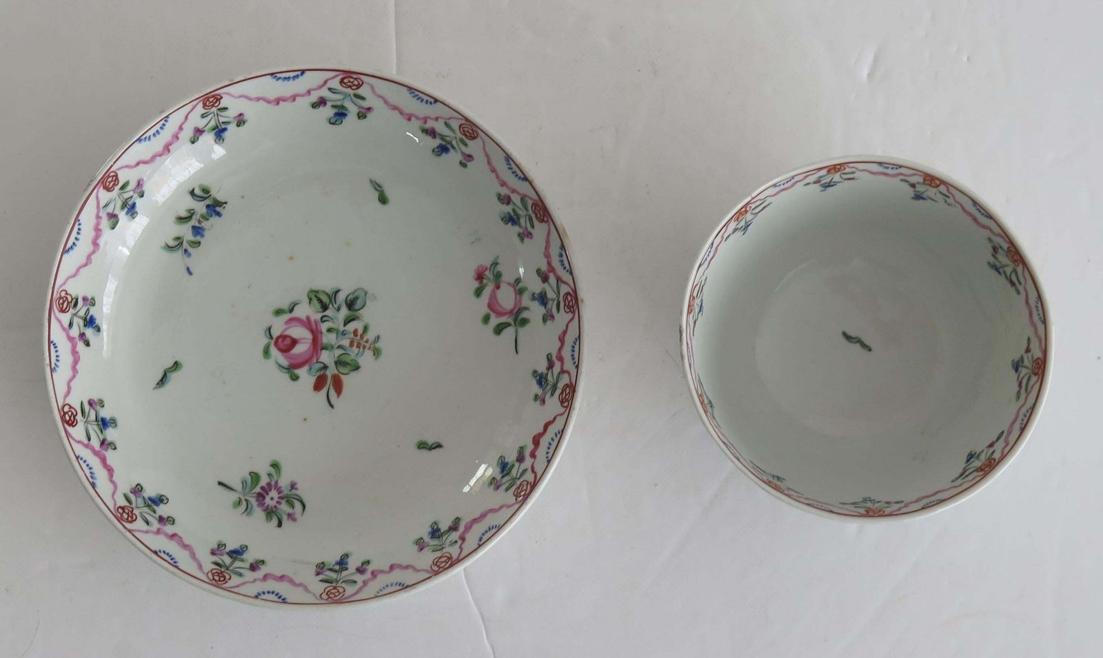Georgian Newhall Porcelain Tea Bowl & Saucer Hand Painted, Circa 1800 photo for sale