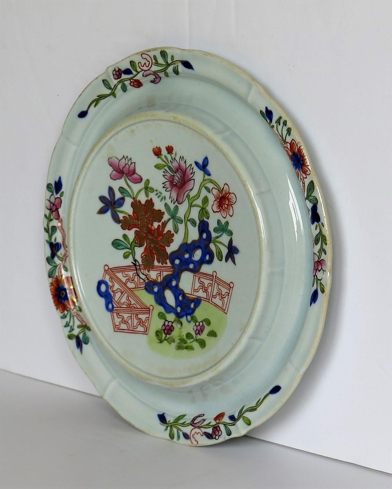 Early Mason's Ironstone Teapot Stand In Fence, Rock And Gold Flower Ptn photo Home Decor