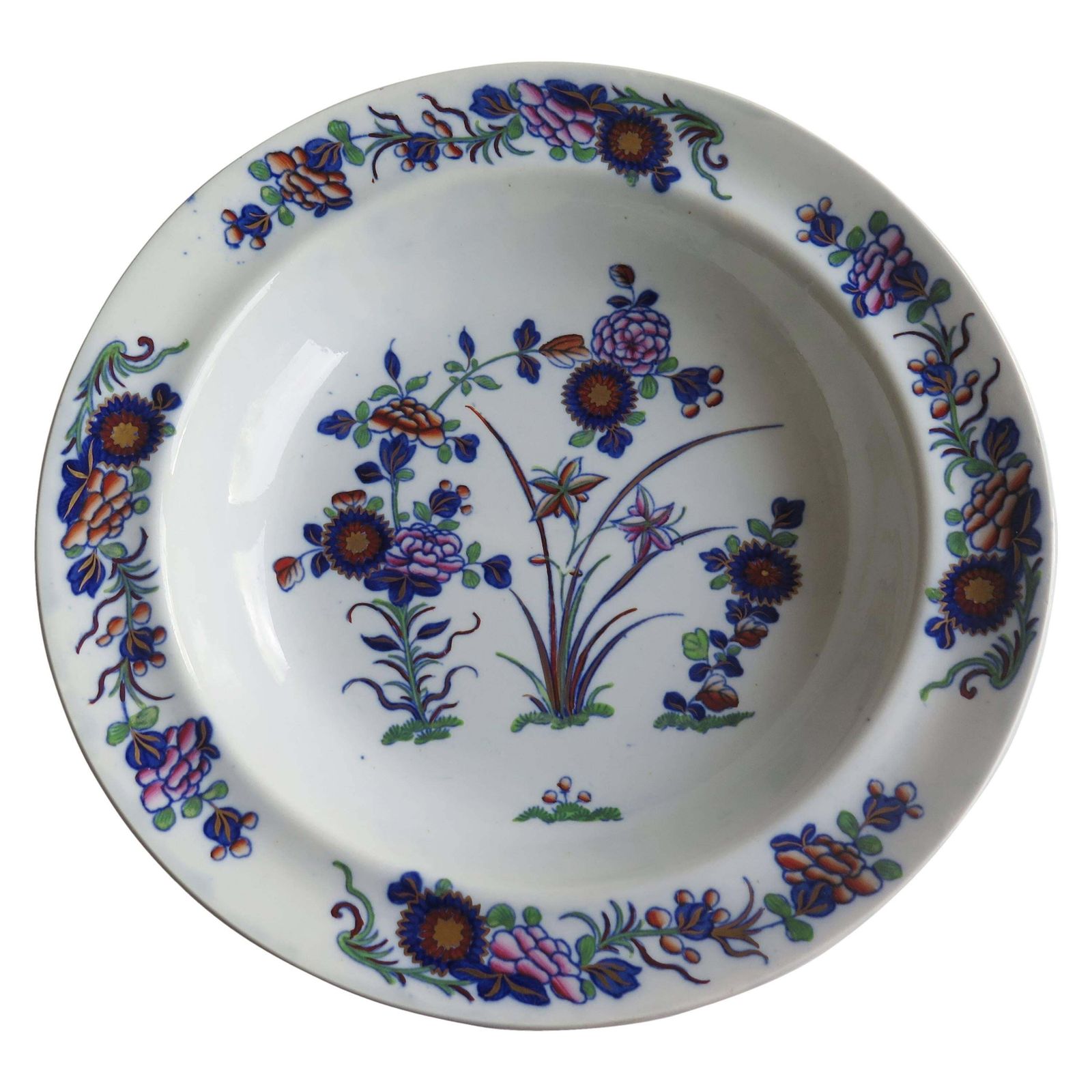 Georgian Spode Soup Bowl Or Deep Plate In Chinese Flowers Pattern, Circa 1820 photo furniture
