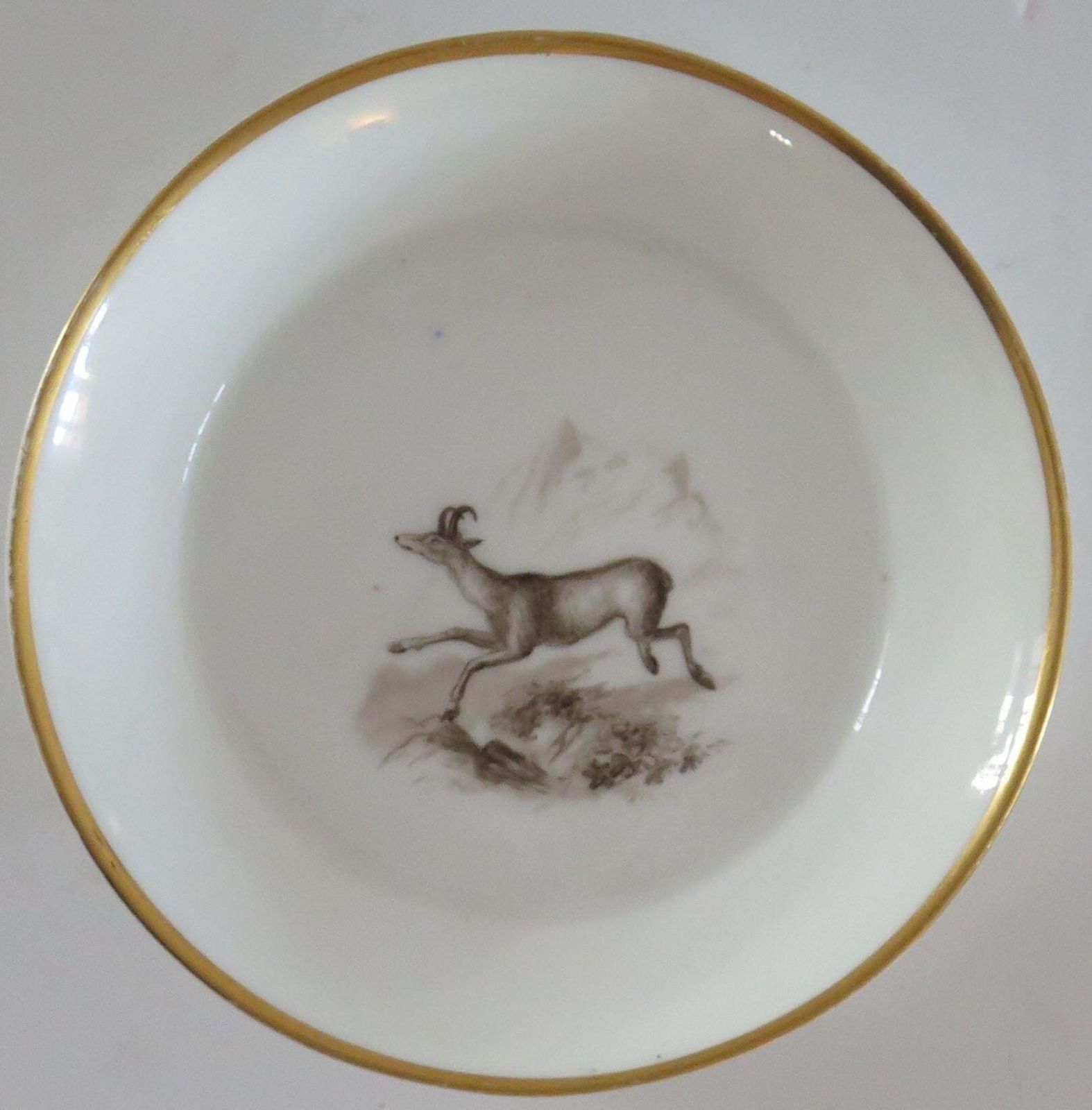 Fine Old Paris Porcelain Saucer With 'En Grisaille' Decoration, French Circa 1810 photo vinterior
