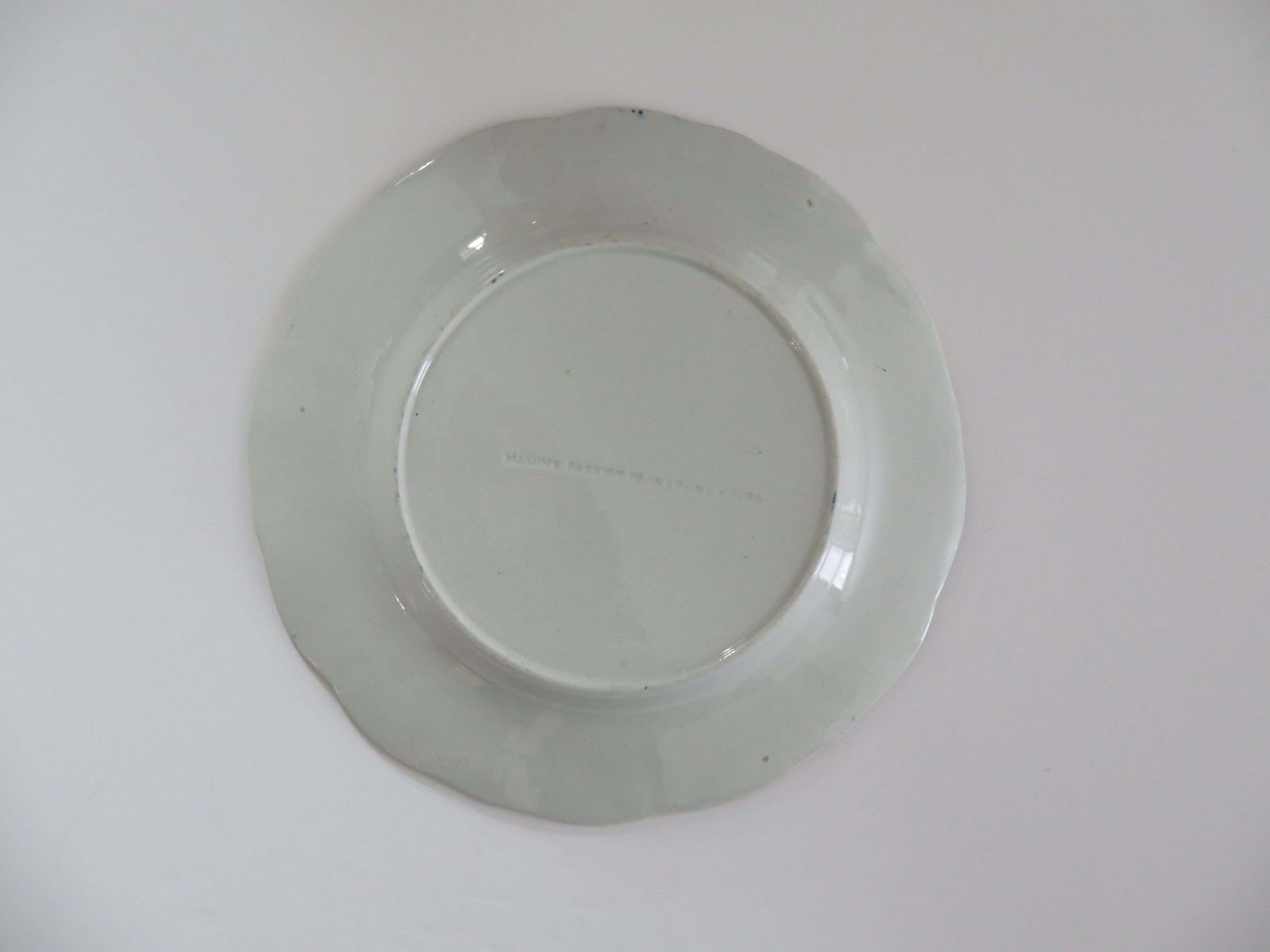 234.0 Georgian Masons Ironstone Desert Plate In Pink Rose On Stem & Rock Ptn, Ca 1818 photo