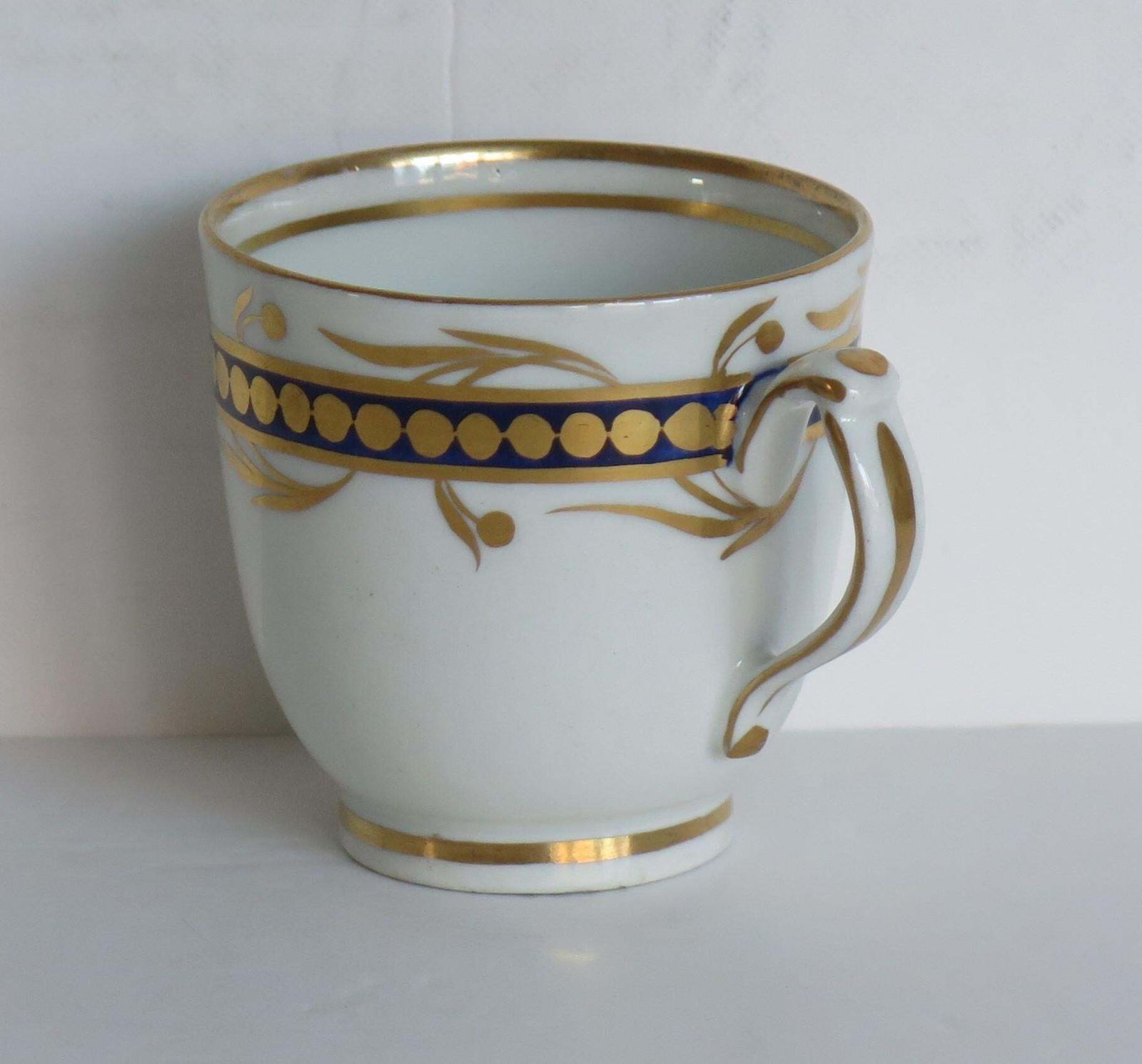 Georgian Coffee Cup Porcelain Blue And Gilt Pattern, Staffordshire Circa 1808 photo for sale
