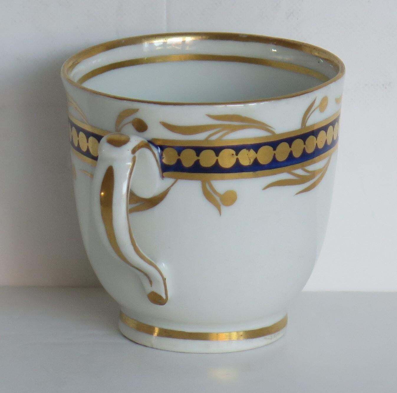 Georgian Coffee Cup Porcelain Blue And Gilt Pattern, Staffordshire Circa 1808 photo Home Decor
