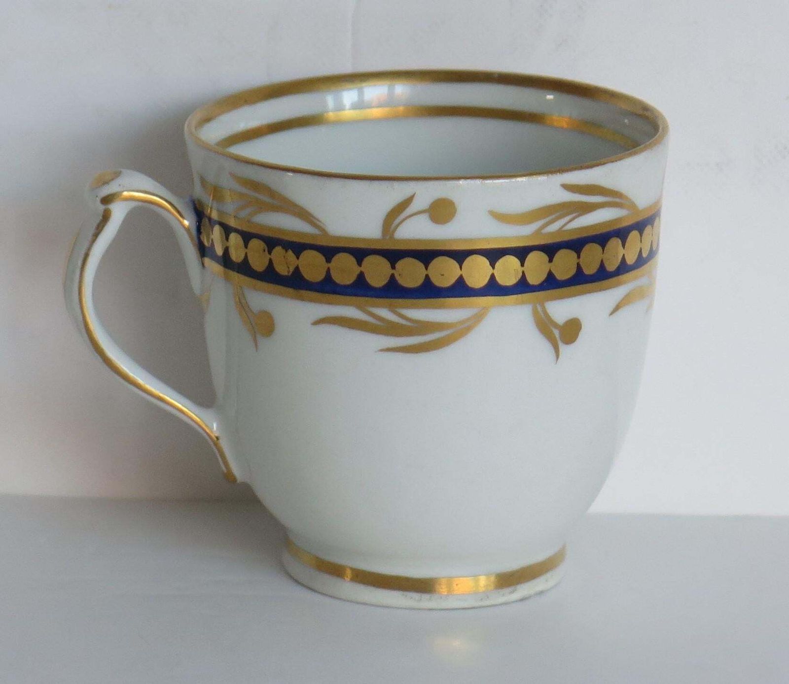 Georgian Coffee Cup Porcelain Blue And Gilt Pattern, Staffordshire Circa 1808 photo 204.0