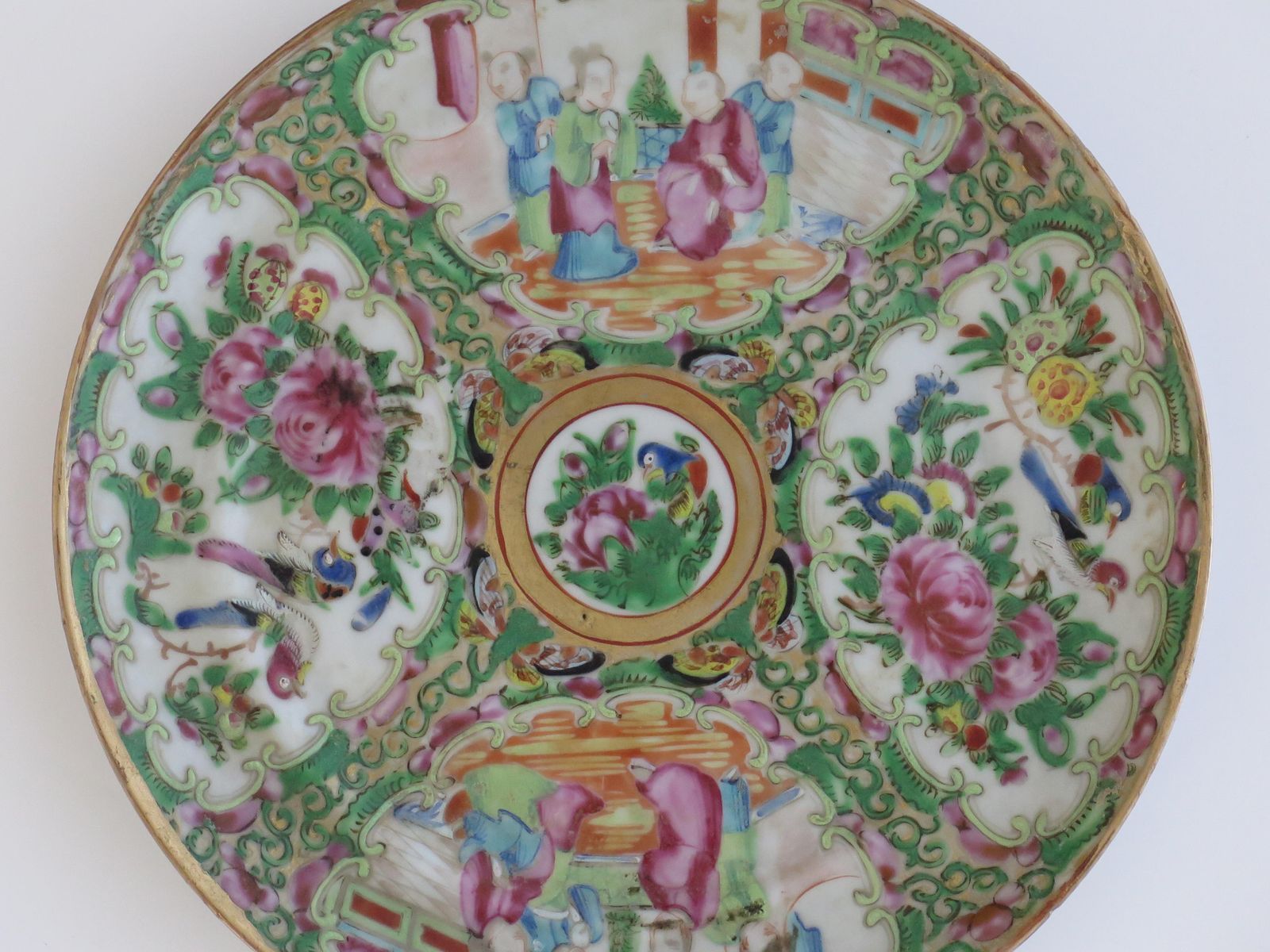 Chinese Export Porcelain Plate Rose Medallion Hand Painted, Qing, Circa 1875 photo 270.0