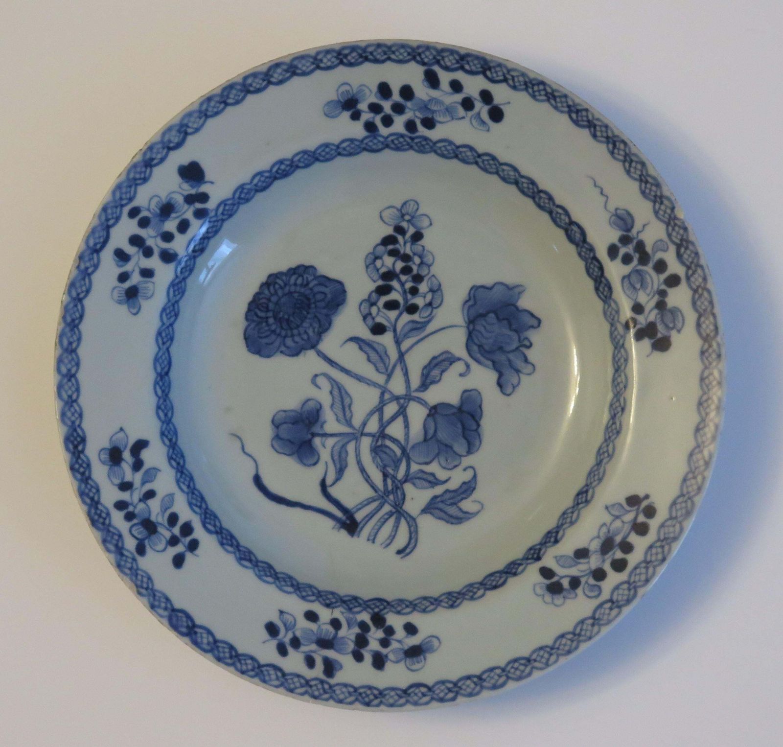 18th Century Chinese Plate Or Bowl Blue & White, Qing Qianlong Circa 1770 photo furniture
