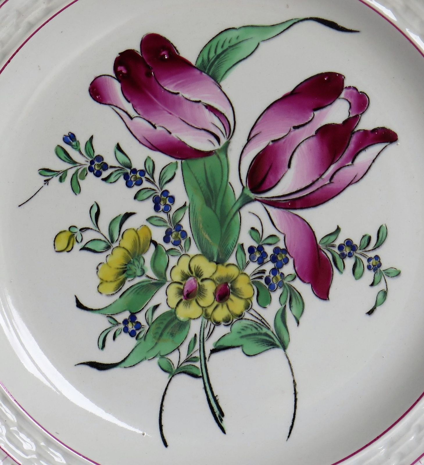 Pair Of Antique French Faience Plates By K&G Luneville, Hand Painted, 1895 photo vinterior