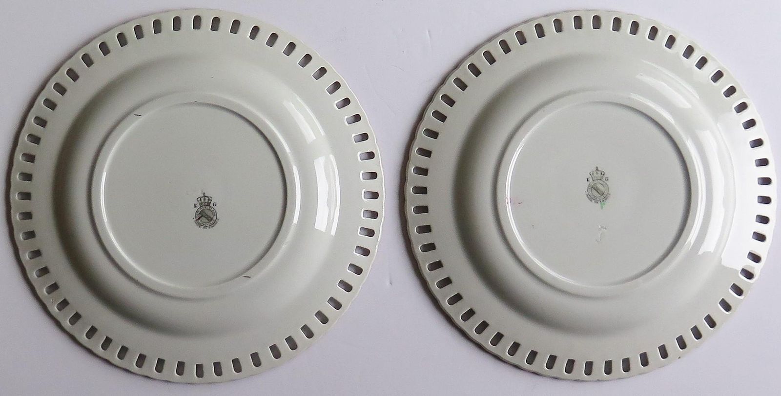 photo buy Pair Of Antique French Faience Plates By K&G Luneville, Hand Painted, 1895