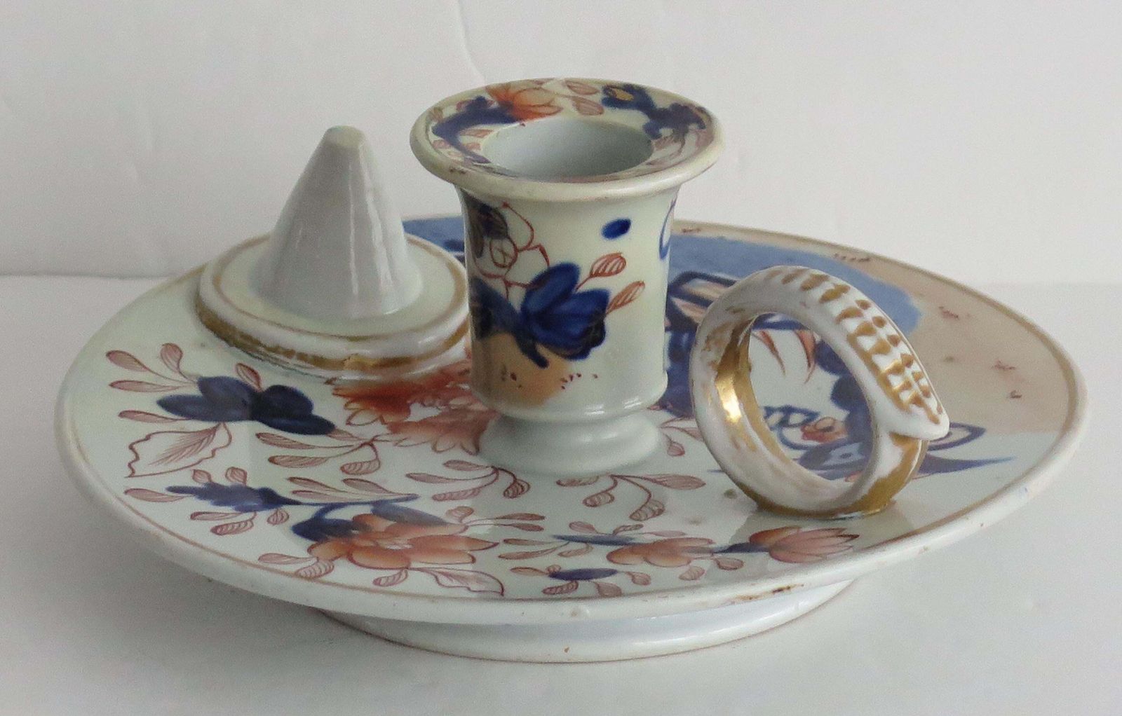 Rare Masons Ironstone Chamber Candle Stick In Fence Japan Pattern, Circa 1818 photo 218.0