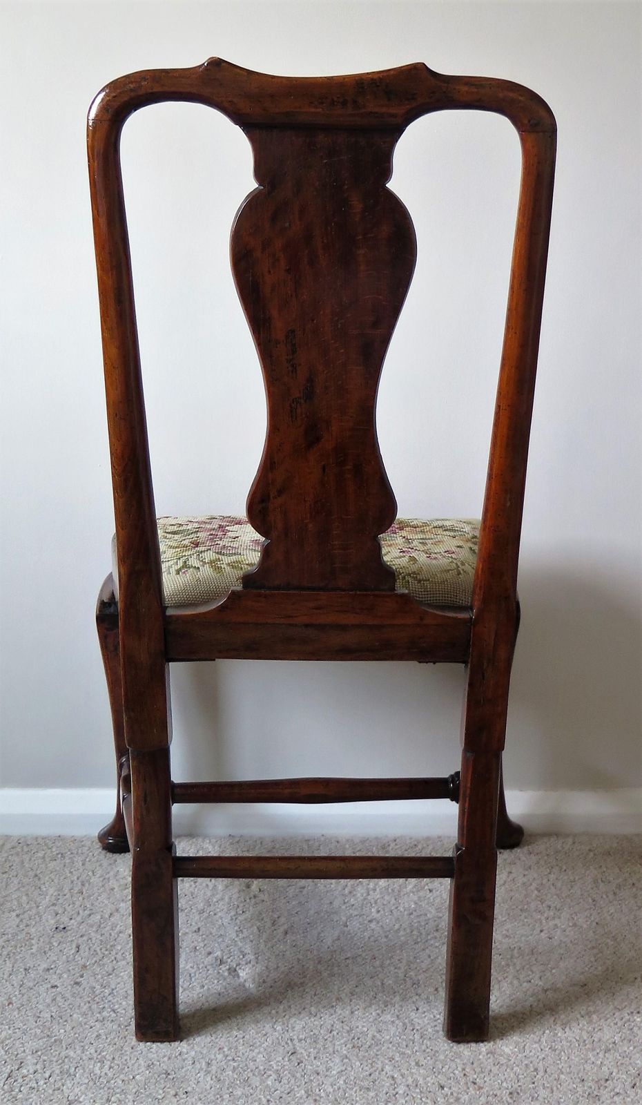 Queen Anne Period Walnut Chair Cabriole Legs And Stretchers, English Circa 1700 photo buy