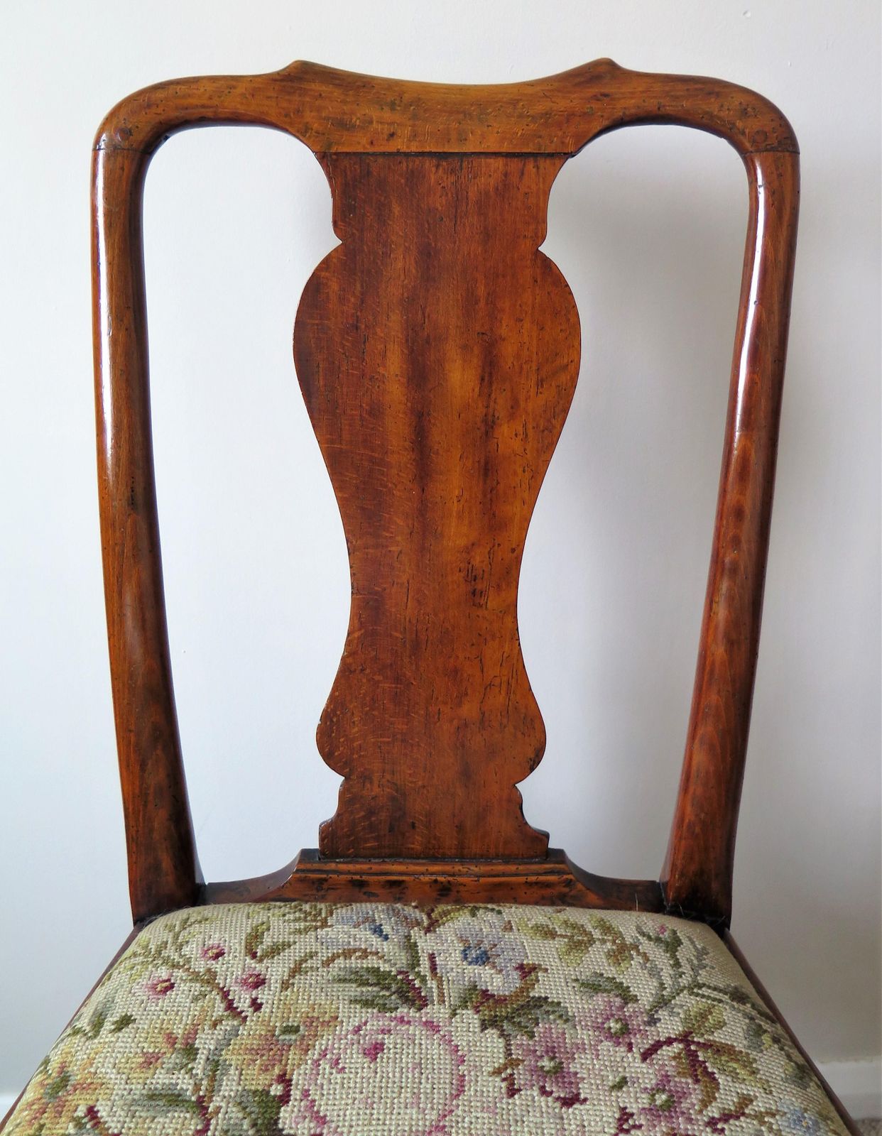 Furniture Queen Anne Period Walnut Chair Cabriole Legs And Stretchers, English Circa 1700 photo