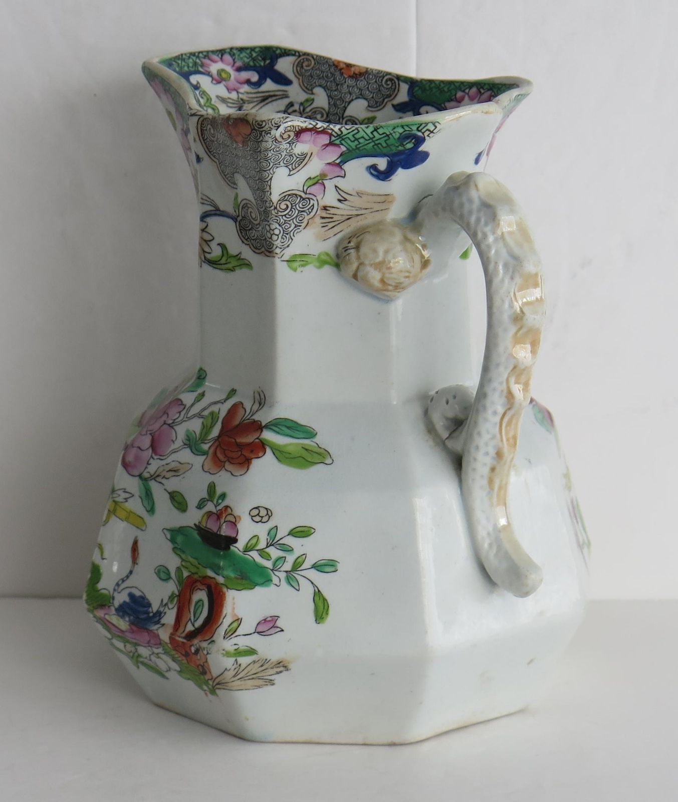 Georgian Mason's Ironstone Jug Or Pitcher In Table And Flower Pot Ptn, Ca 1820 photo Home Decor