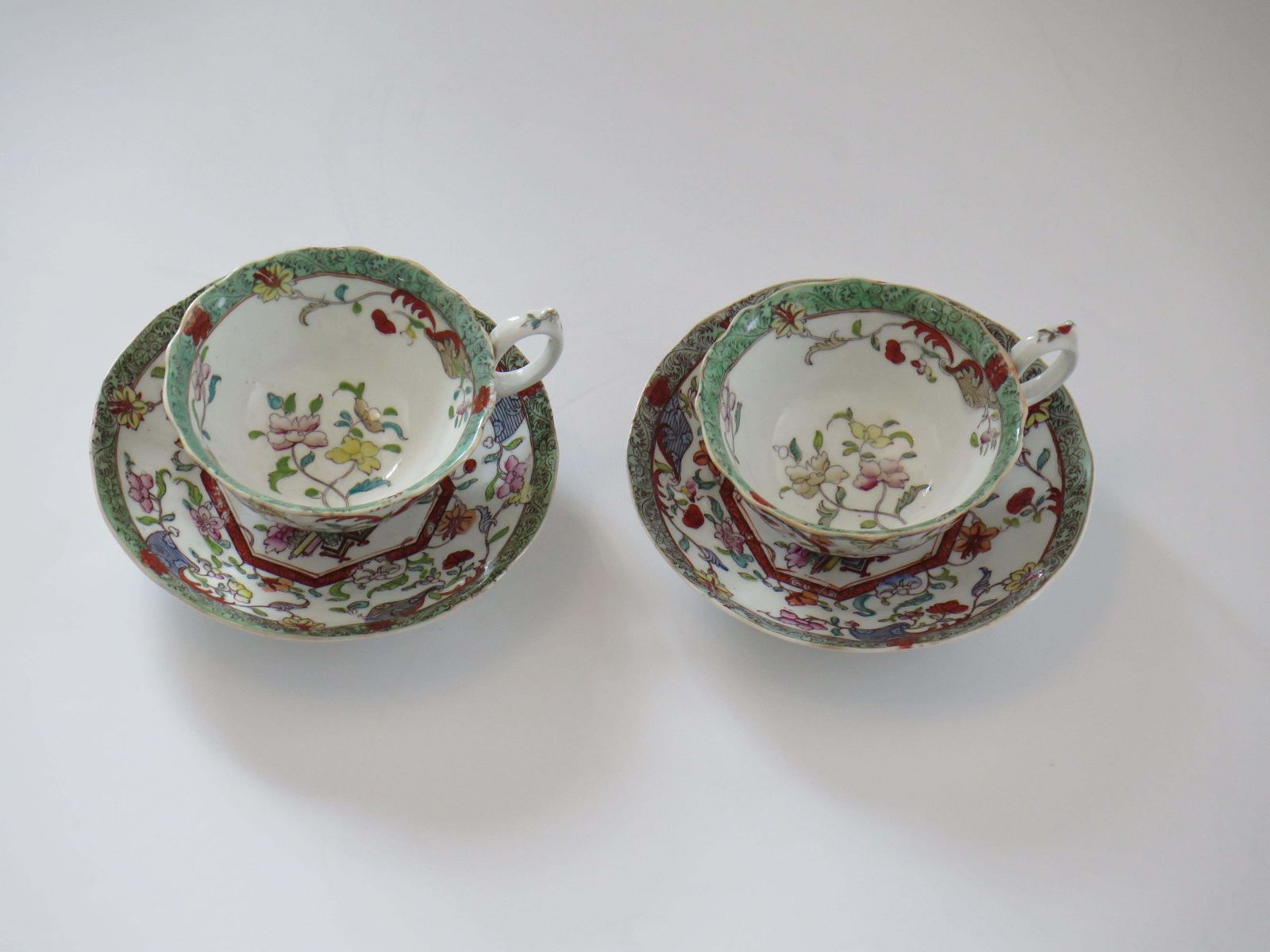 William Ivth Pair (B) Of C J Mason’s Cups & Saucers Porcelain Ptn 223, Ca 1830 photo buy