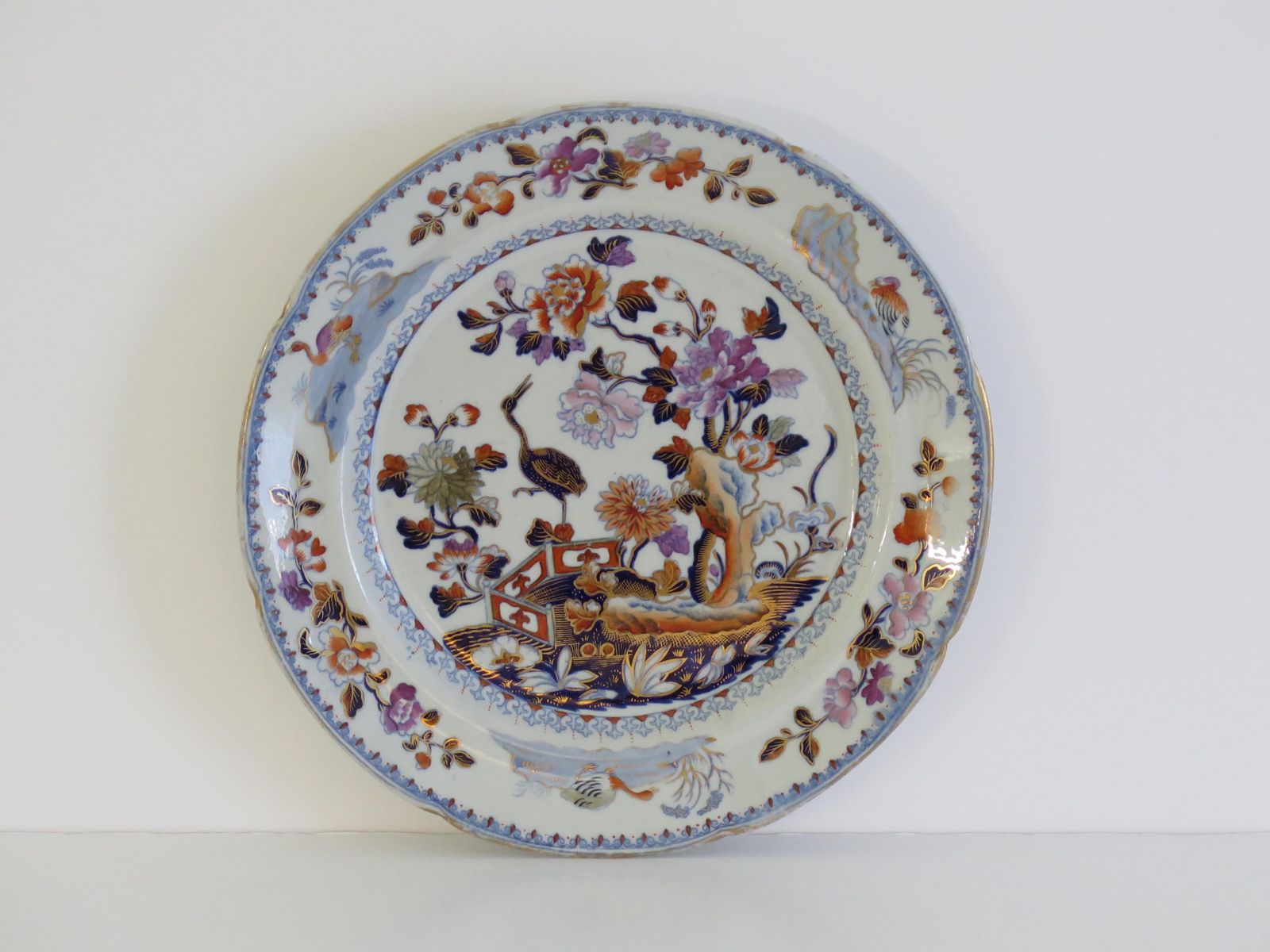 Georgian Davenport Pair Of Side Plates In Stork Ptn No 24 Ironstone, Circa 1815 photo Home Decor