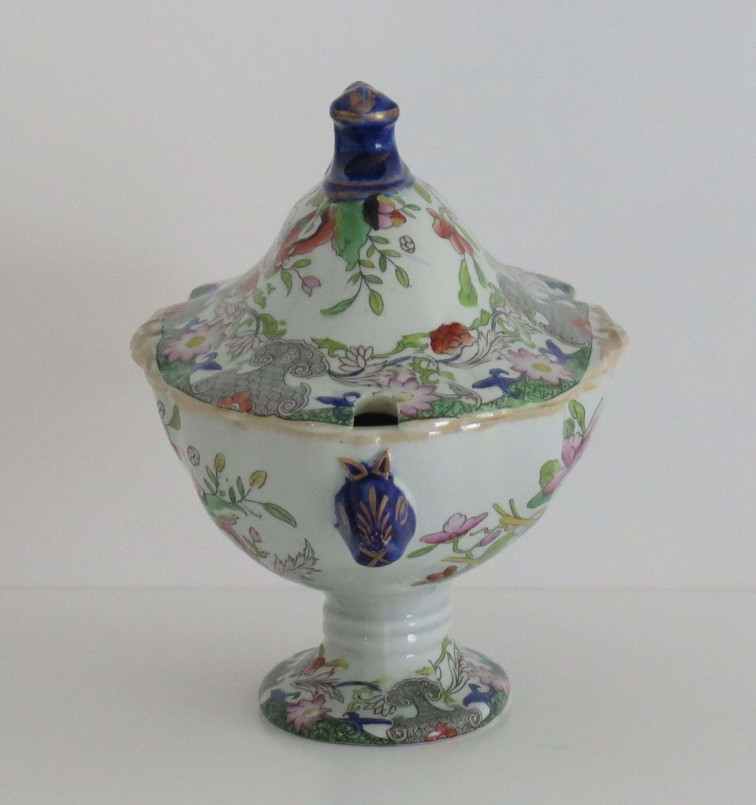 Mason's Ironstone Sauce Tureen & Cover Table & Flower Pot Ptn, Georgian Ca 1818 photo buy