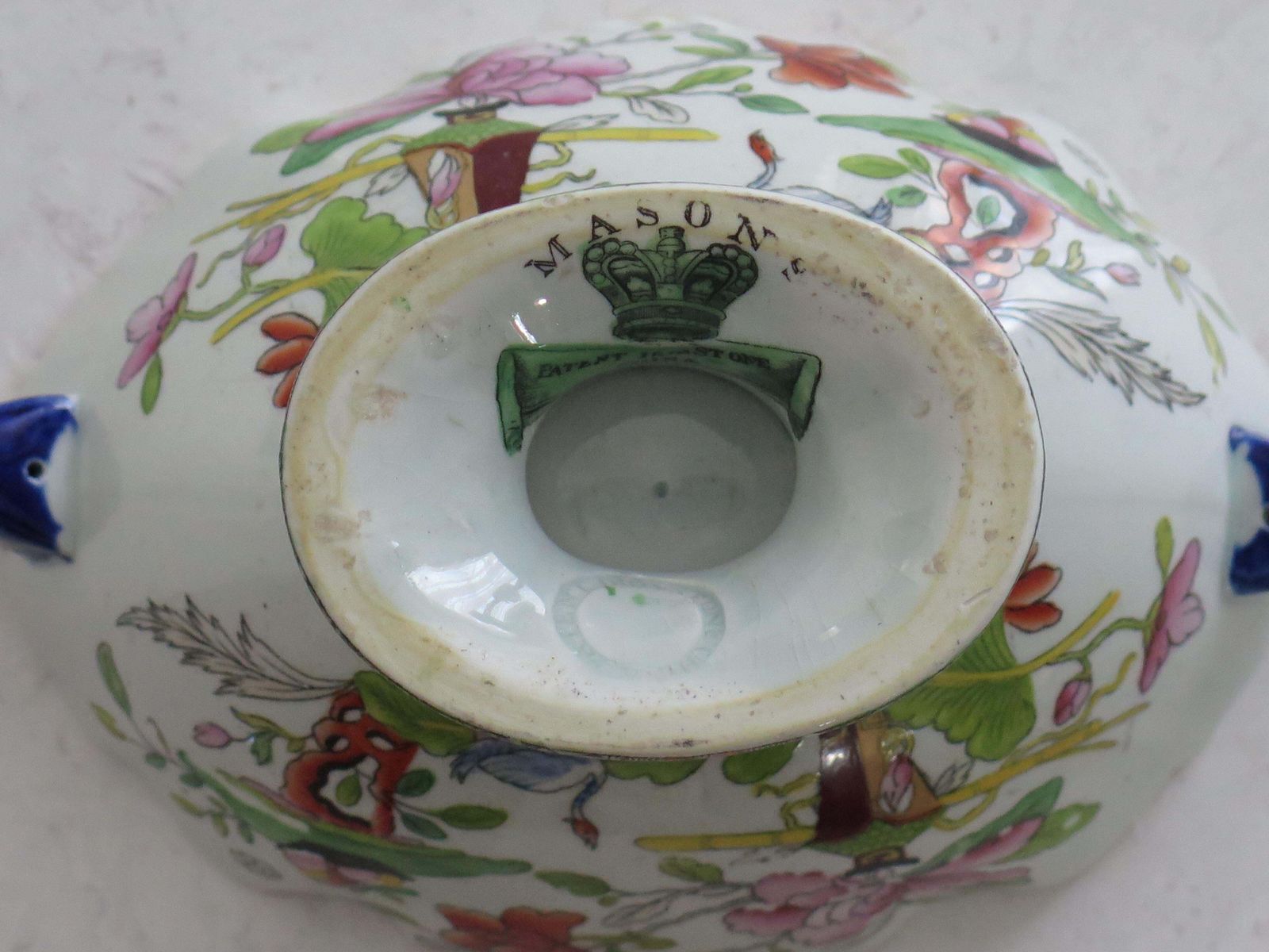 photo buy Mason's Ironstone Sauce Tureen & Cover Table & Flower Pot Ptn, Georgian Ca 1818