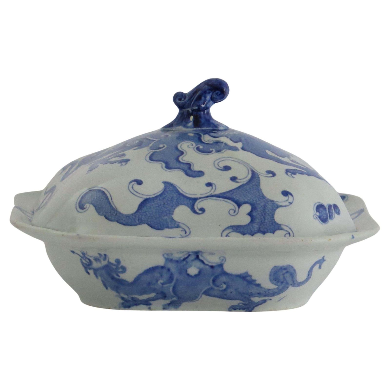 Georgian Mason's Ironstone Serving Dish & Cover In Chinese Dragon Ptn, Ca 1818