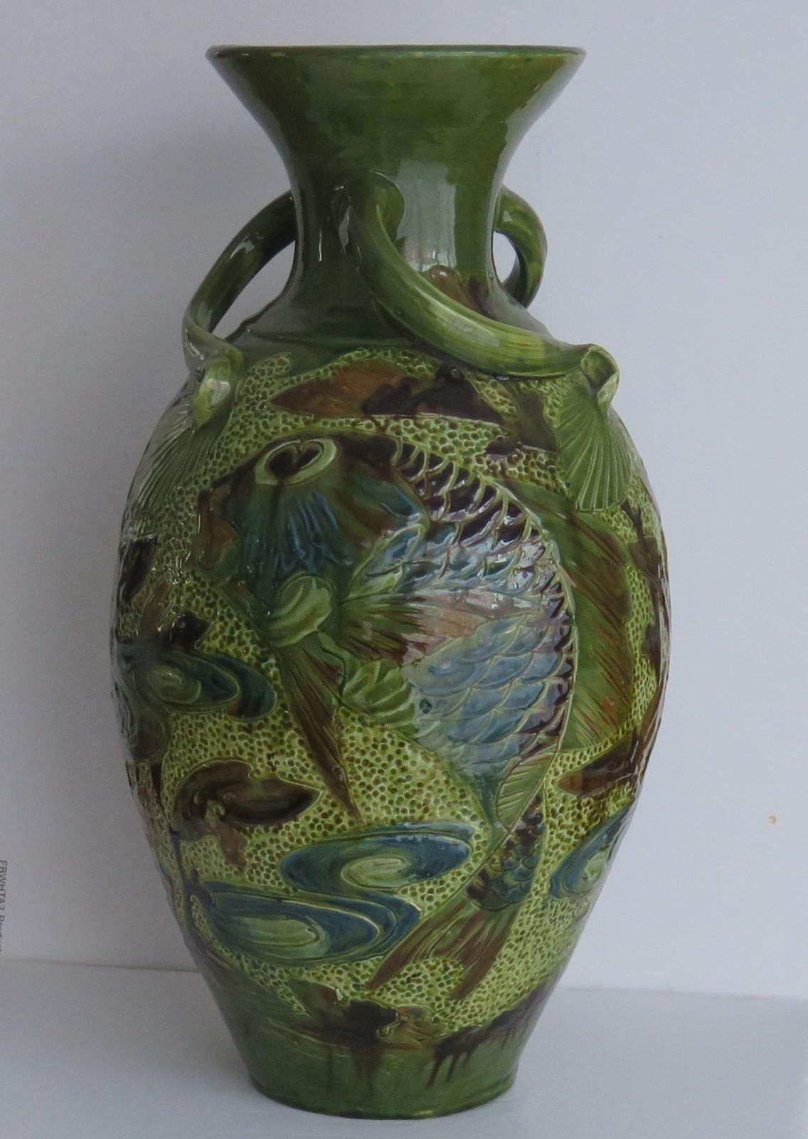 Large Sgraffito Fish Vase Pottery By W L Baron Of Barnstaple Devon, Circa 1909 photo buy
