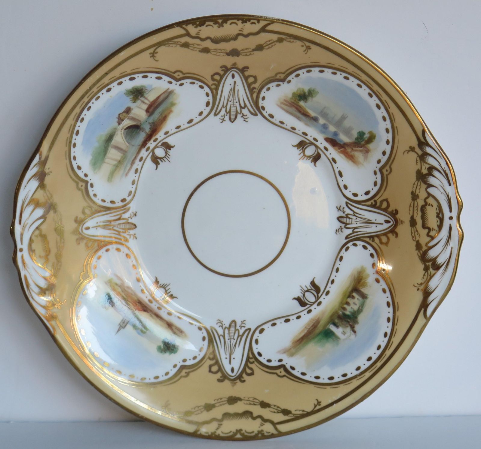 photo for sale Set Of Ten Desert Plates By Rockingham Porcelain Hand Painted Scenes, Circa 1825