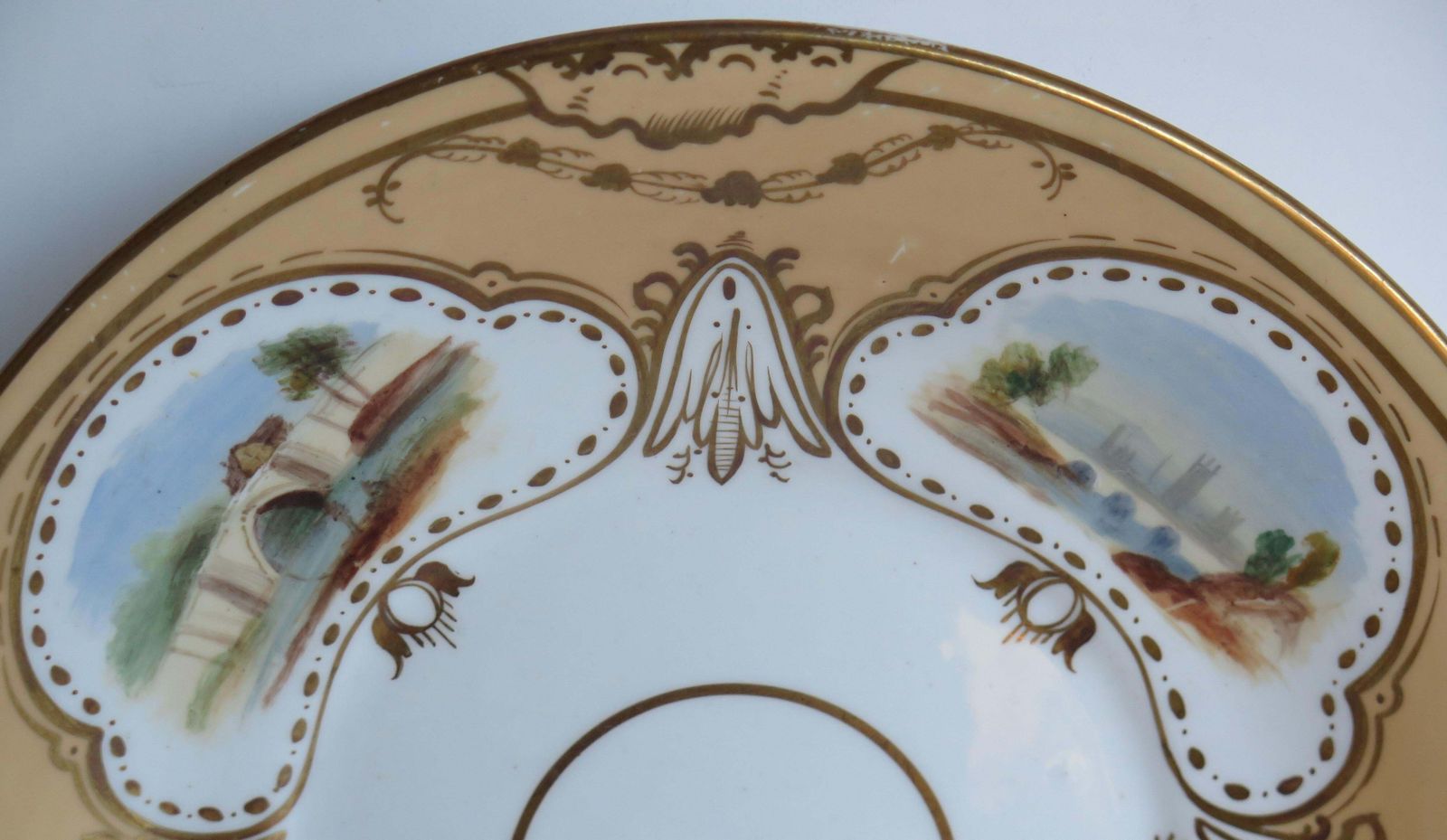 Home Decor Set Of Ten Desert Plates By Rockingham Porcelain Hand Painted Scenes, Circa 1825 photo