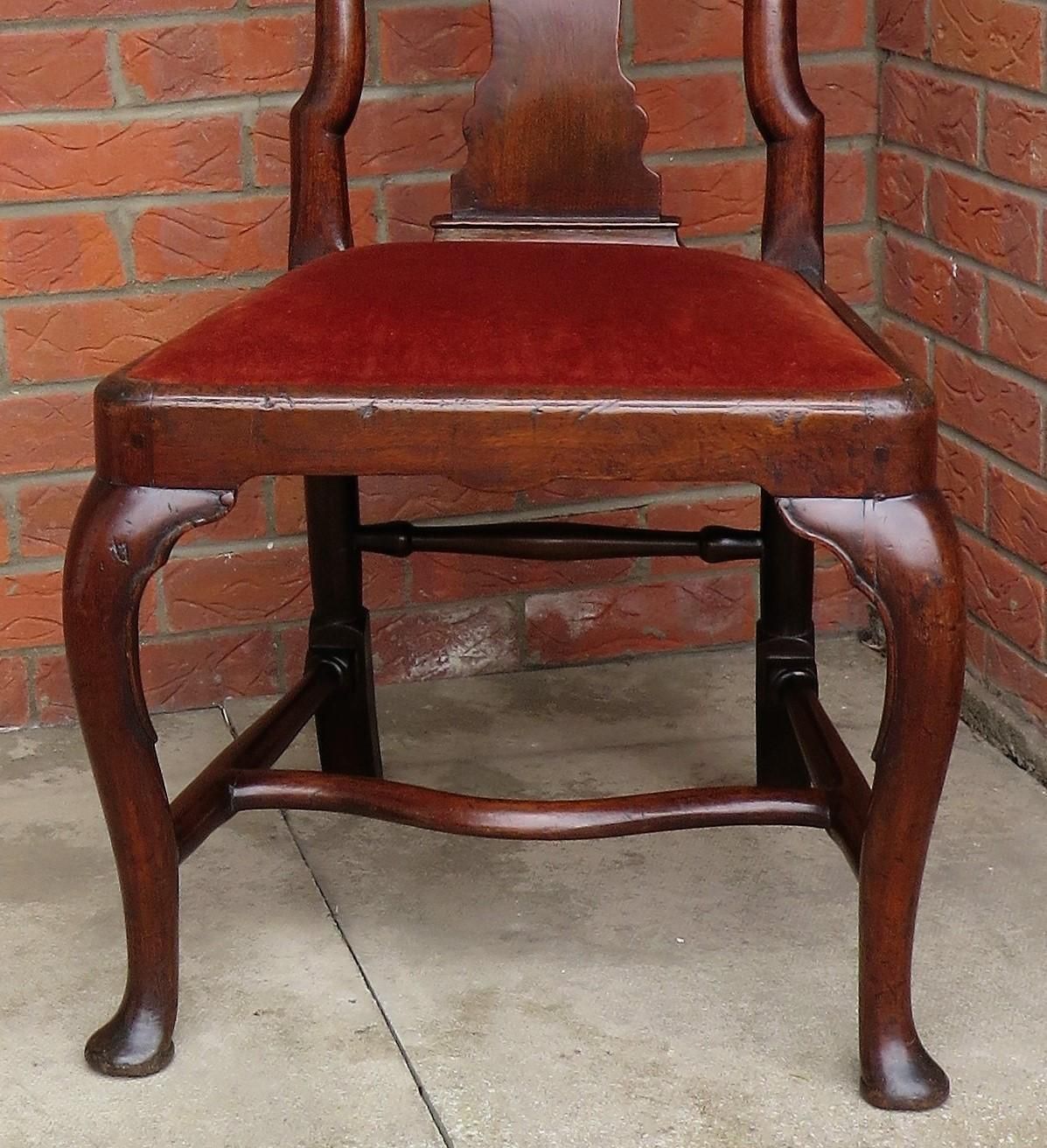 Antique Queen Anne Period Side Chair Fruitwood English,  Circa 1710 photo vinterior