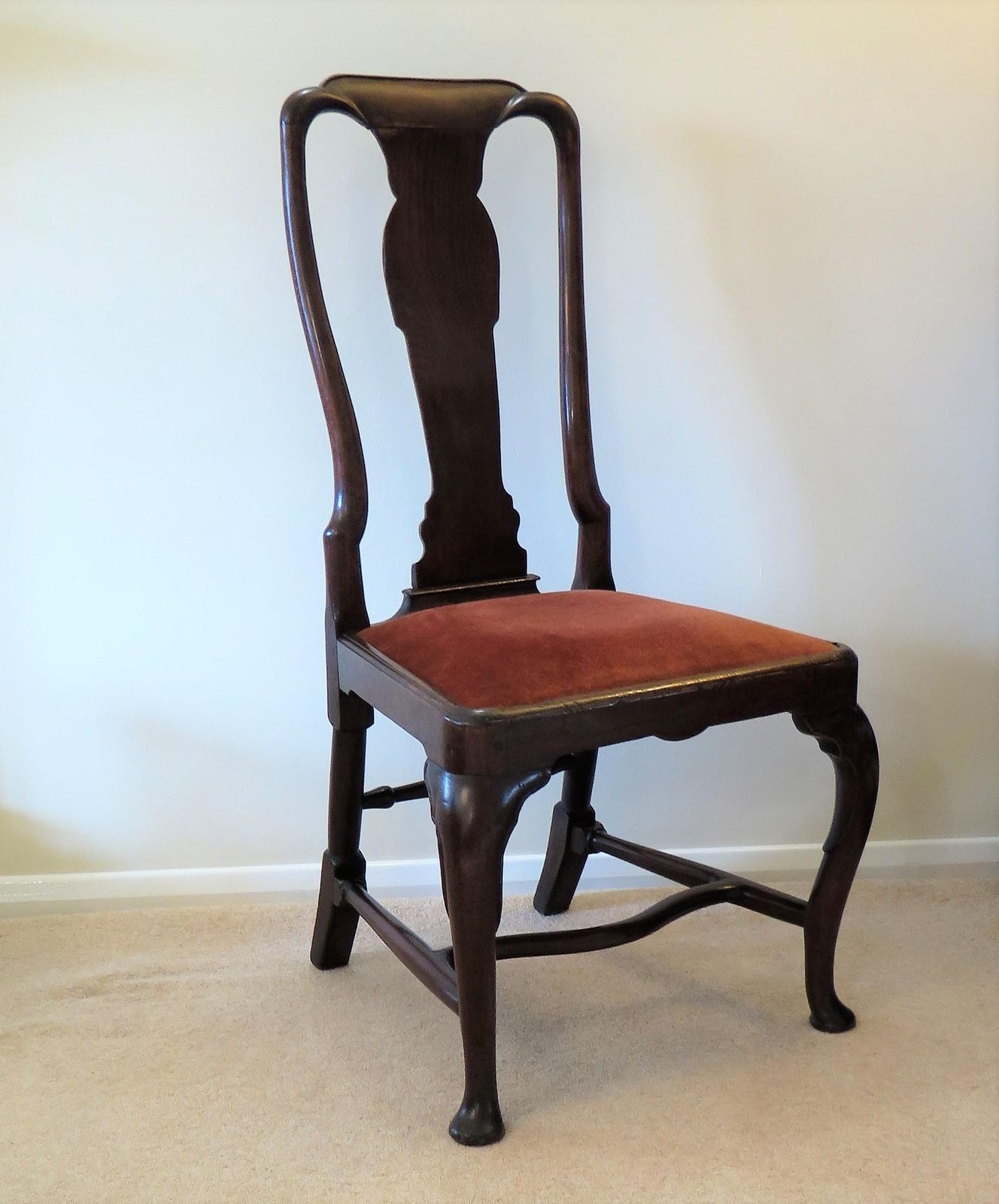 photo for sale Antique Queen Anne Period Side Chair Fruitwood English,  Circa 1710