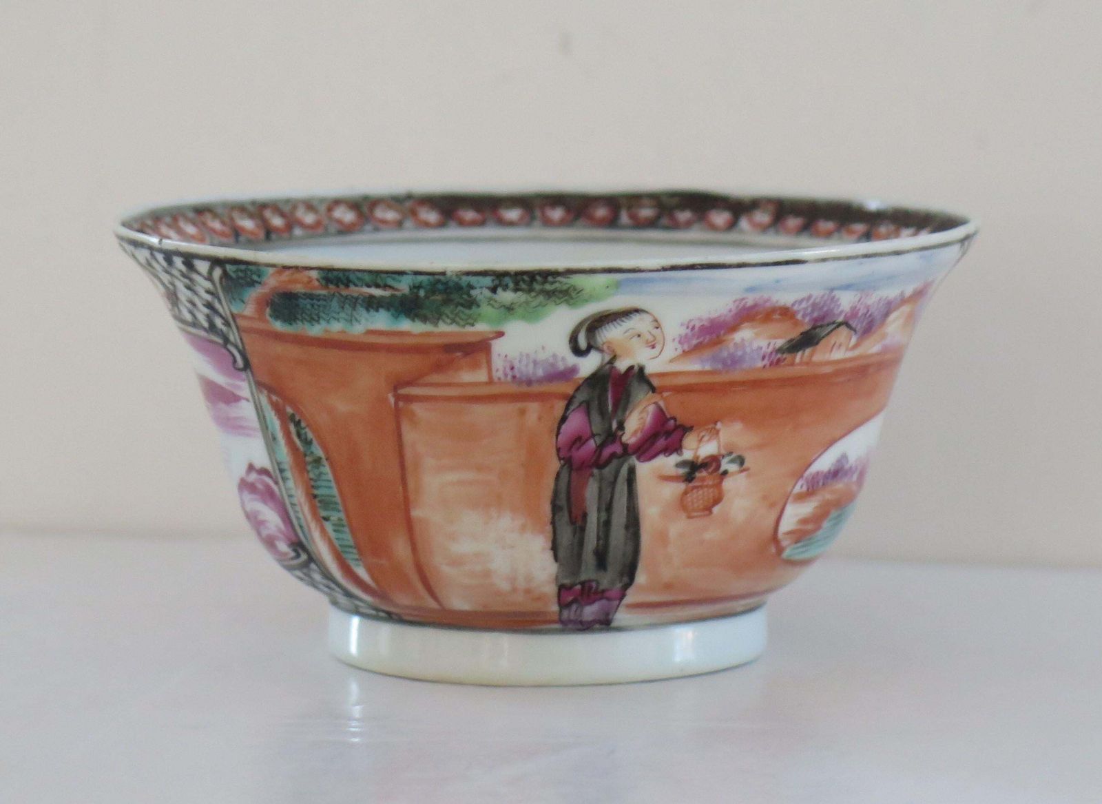 18thc Chinese Porcelain Bowl Hand Painted Famille Rose, Qing Qianlong Circa 1760 photo Home Decor