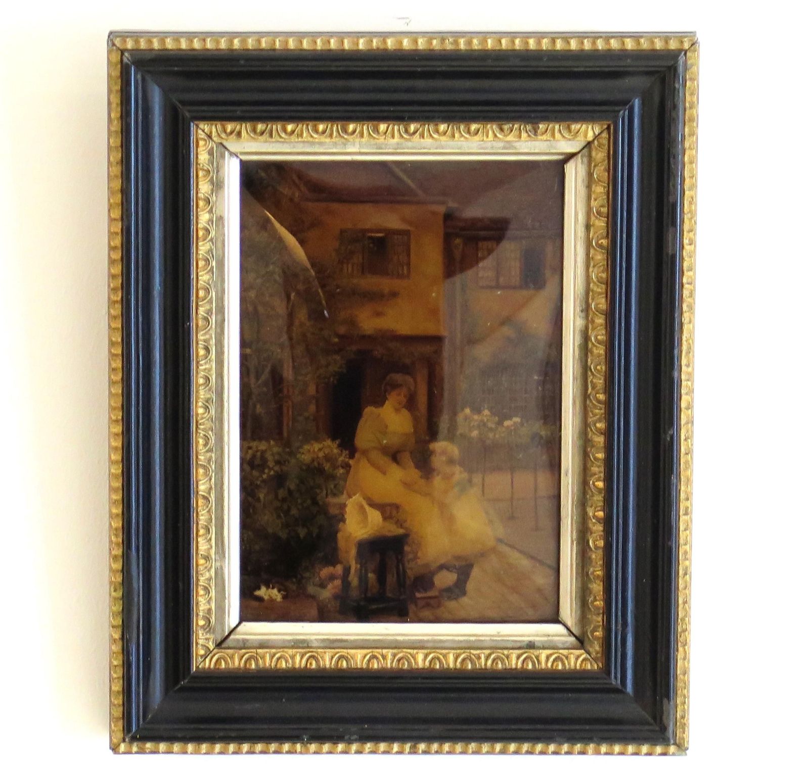 Art Victorian Crystoleum Picture Of Mother And Child In Original Frame, Circa 1890 photo