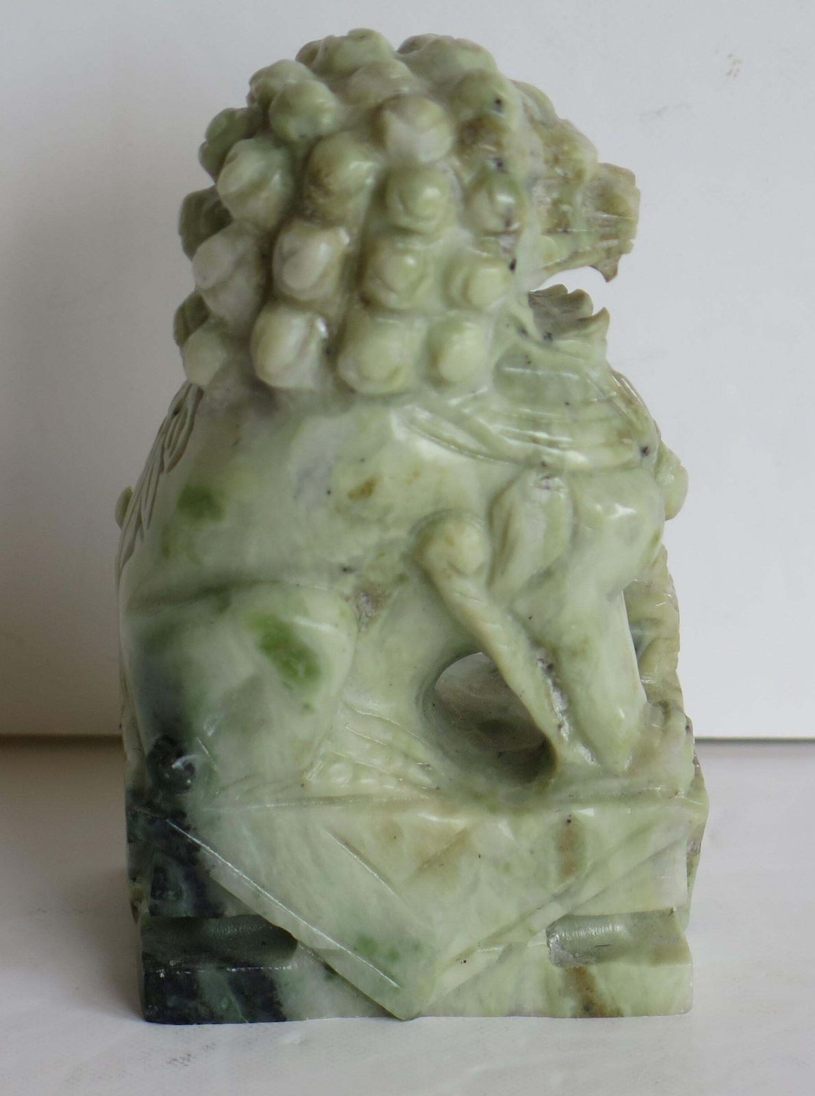 Pair Of Chinese Foo Dogs Hand Carved Hardstone Good Colour And Detail, Ca 1940 photo vintage